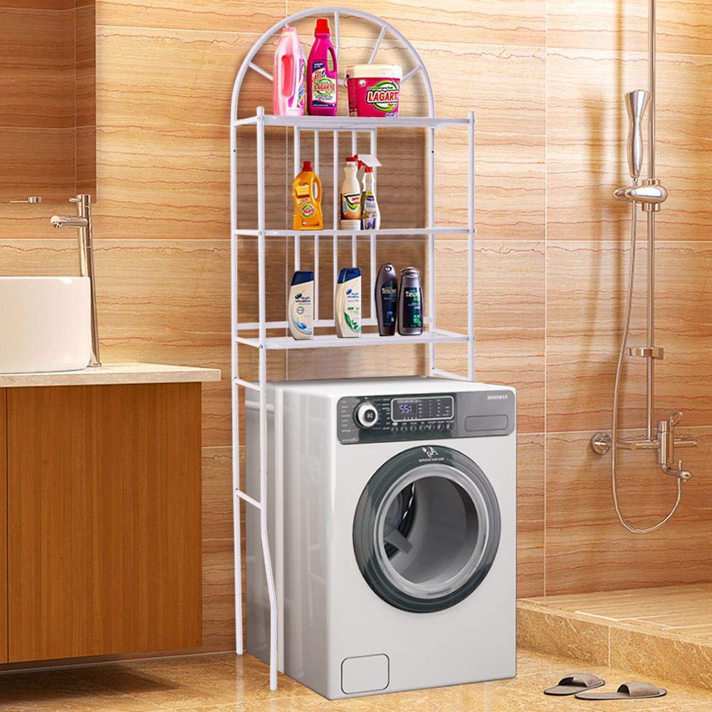 meihe Meuble étagère Dessus WC 3 Étagère de Toilettes,à 3 Niveaux, Étagère de Salle de Bain, Peu encombrante, Facile à Monter, pour buanderie, Design/Style Industriel