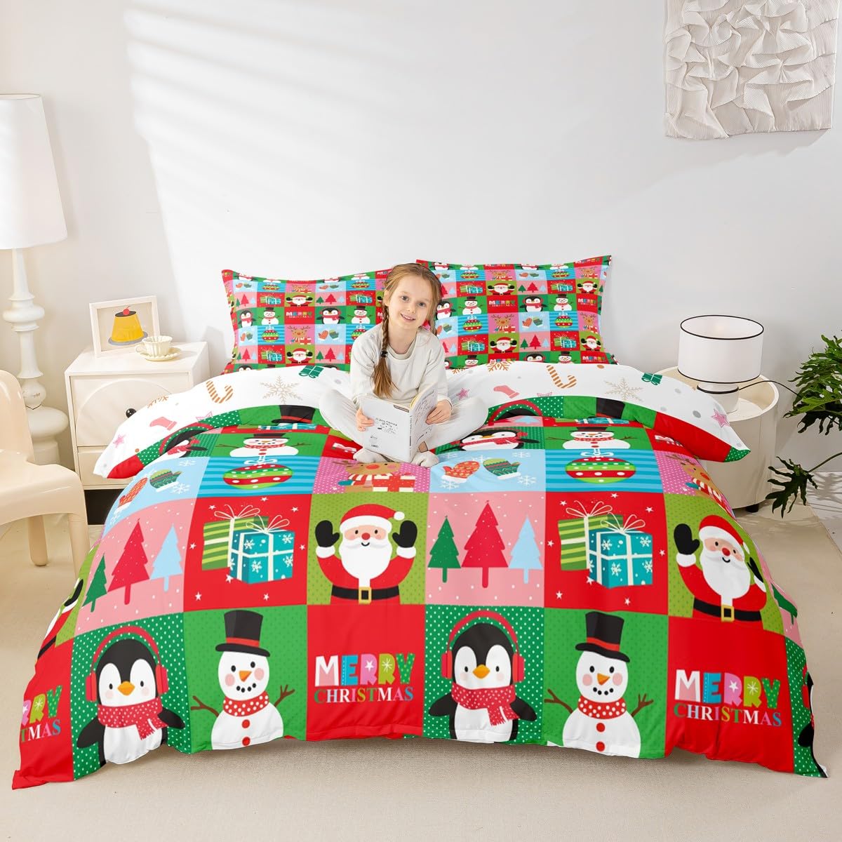 Christmas Santa Claus Bedding Set 2Pcs Boys Girls Toddler