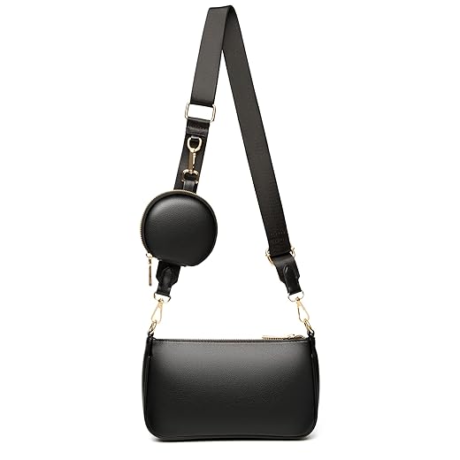 Herald Quilted Small Crossbody Bag for Women, Trendy Design Shoulder Side Handbag Clutch with Coin Purse & Chain Strap (Black)