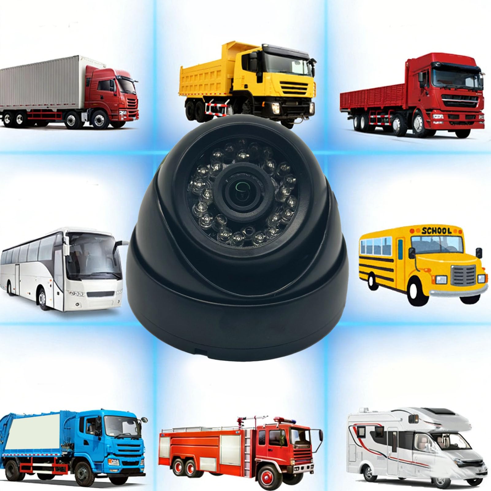 Cámara Domo de Seguridad Visión Nocturna HD Vigilancia Gran Angular Carcasa Metálica Diseño Compacto para Transporte Público Vehículos Autobuses 3.15x3.62in