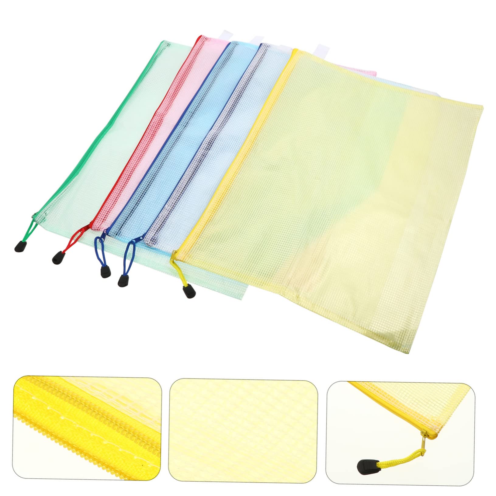 Angoily 20 Pezzi Sacchetti Documenti con Zip in Mesh Impermeabili per Ufficio e Scuola Organizer File Resistente Colore Casuale