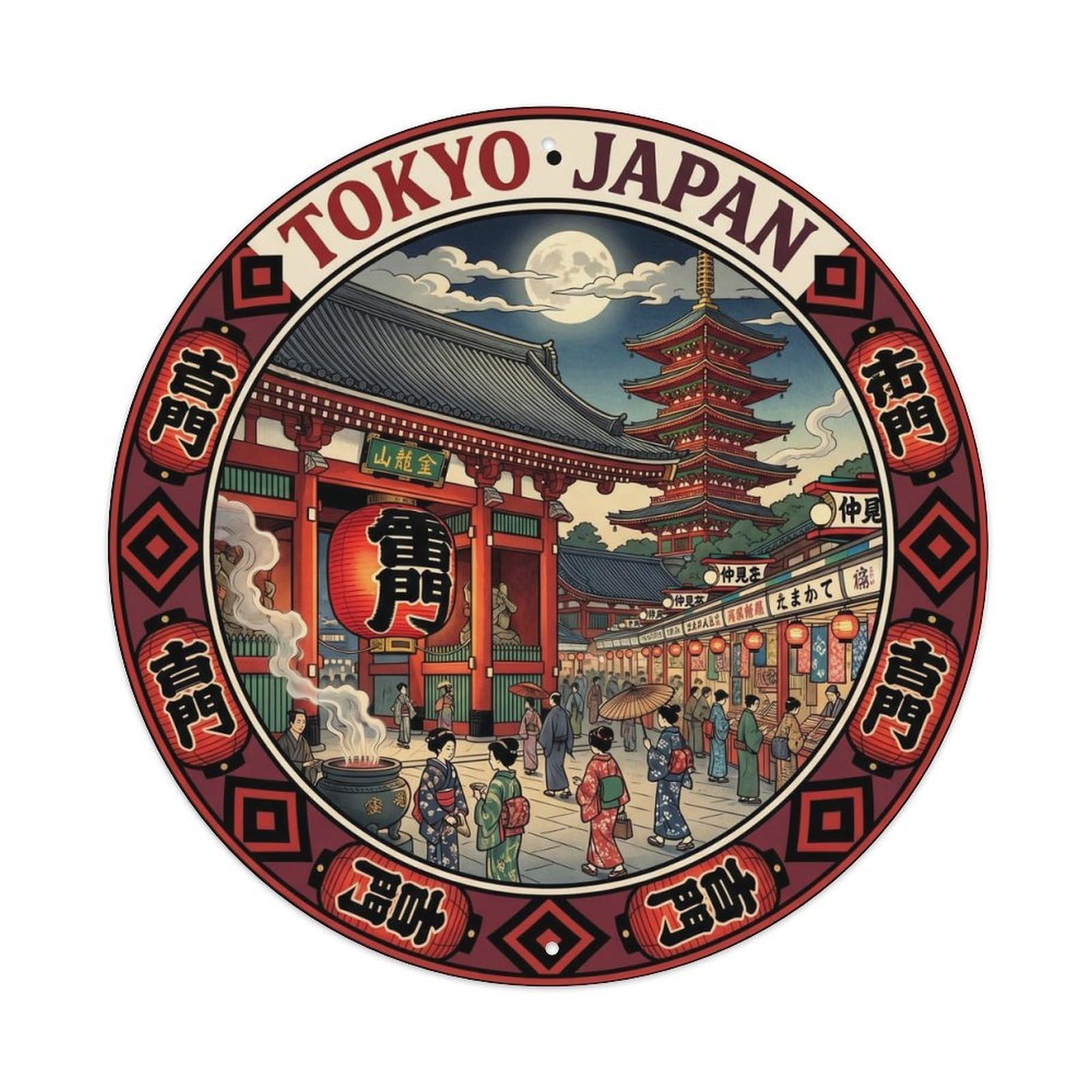 Olhnbad Style Tokyo Senso Ji Kaminarimon Asakusa City Landmark Metal Tin Sign