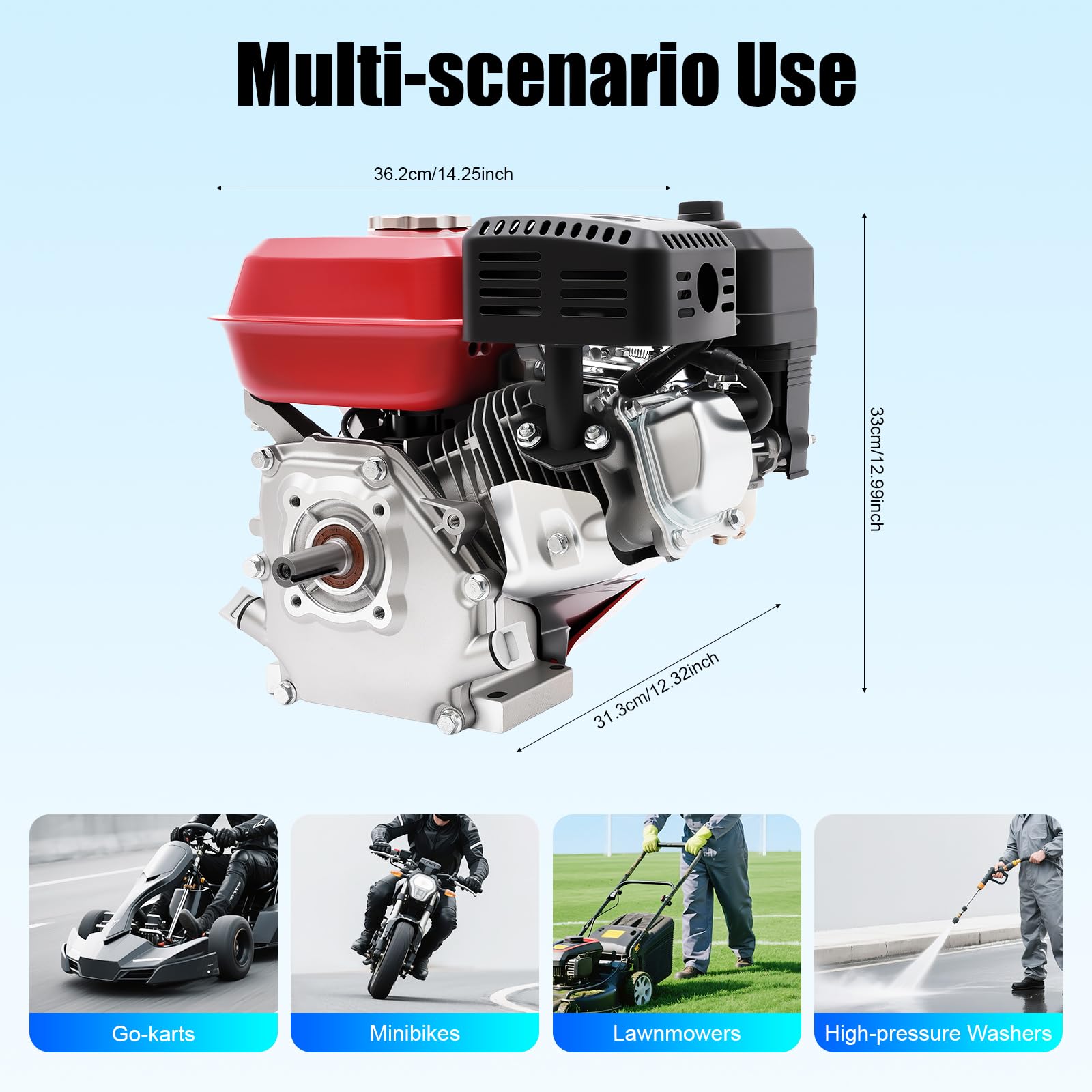4 tiempos, 7,5 CV, 5100 W, motor de gasolina, cigüeñal, bomba de agua, motor de pie, para bomba de transferencia de agua, desbrozadora Gokart