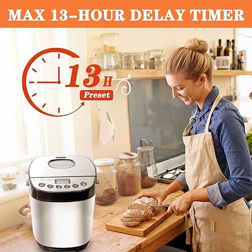 Miniatura 2 de Máquina de pan, panificadora automática programable con 12 ajustes para panadería, máquina para hacer pan para el hogar, hornear, cocina, pan,