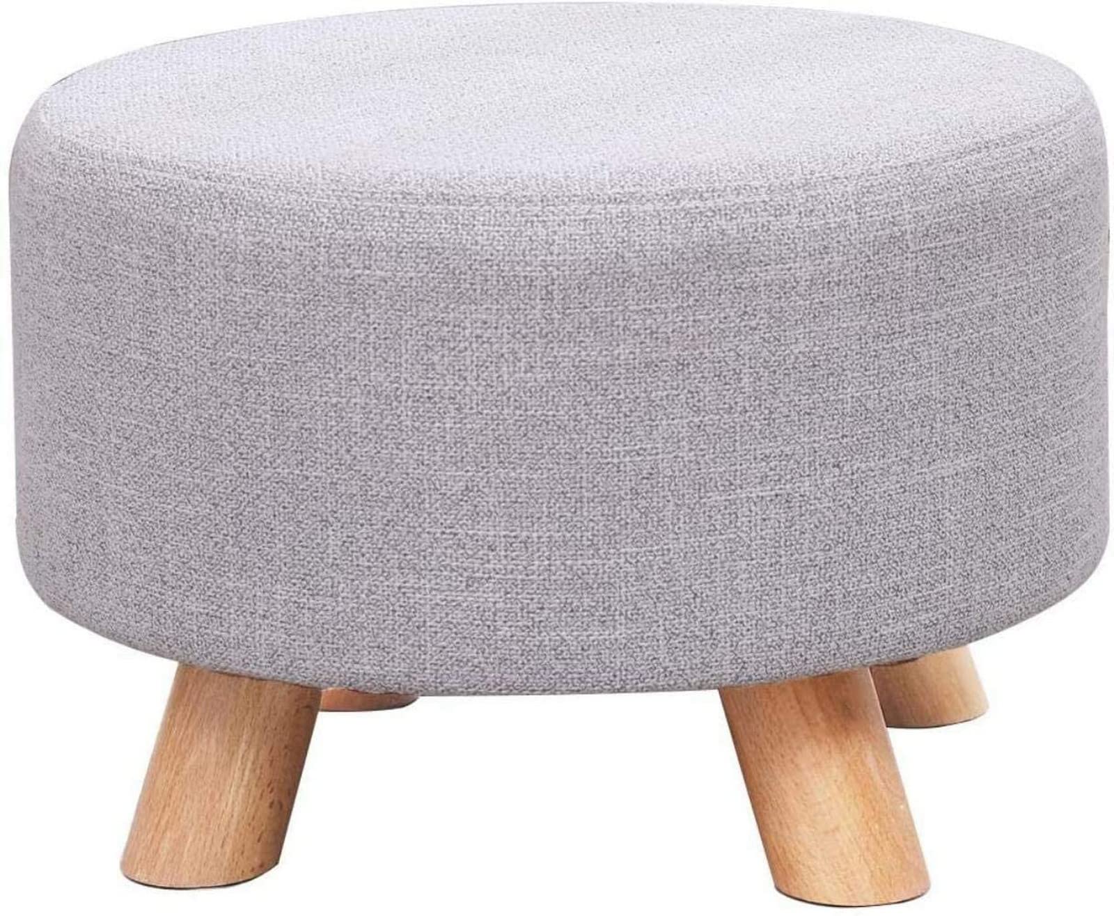 Silla de decoracion para el hogar con asiento redondo gris y acabados textiles premium