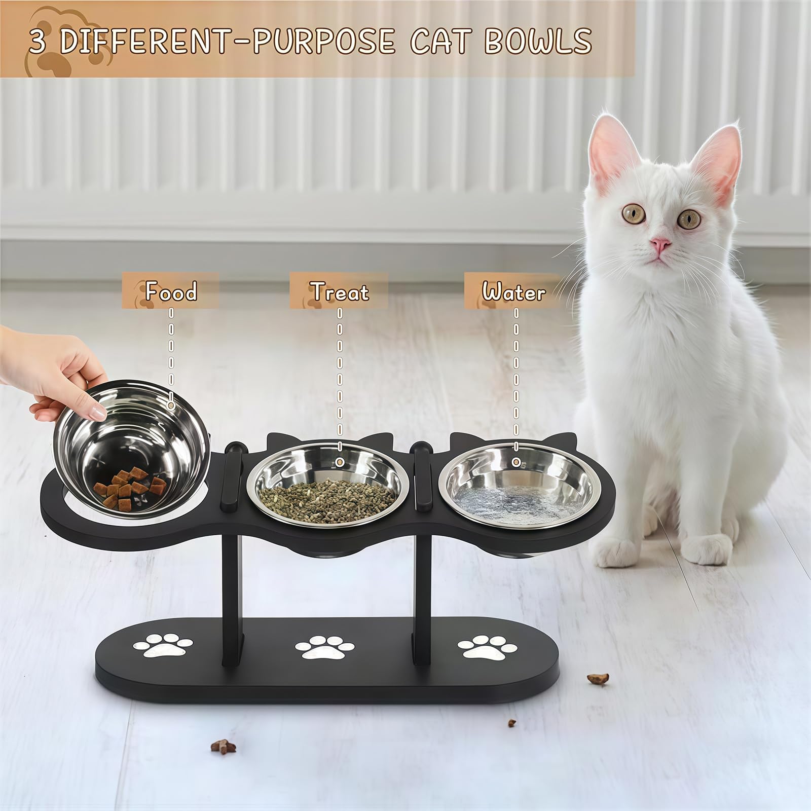 Mangiatoia per animali rialzata con doppie ciotole per acqua alimentare, design anti-vomito Mangiatoia per animali anti-vomito per cani e gatti