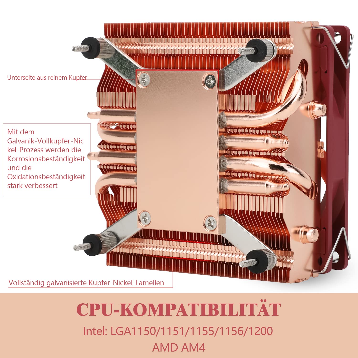 Thermalright AXP90-X47 Full Low Profile Refroidisseur d’air CPU, hauteur 47mm, ventilateur PWM TL-9015R Slin, technologie AGHP, Pour AMD AM4 / Intel 1150/1151/1155/1156/1200 (version en cuivre pur)