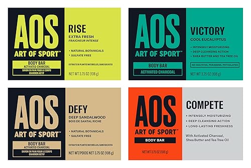 Art of Sport Jabón de barra para hombre, jabón de manos, cara y cuerpo activado con carbón, fragancia fresca, hecho con botánicos naturales, jabón