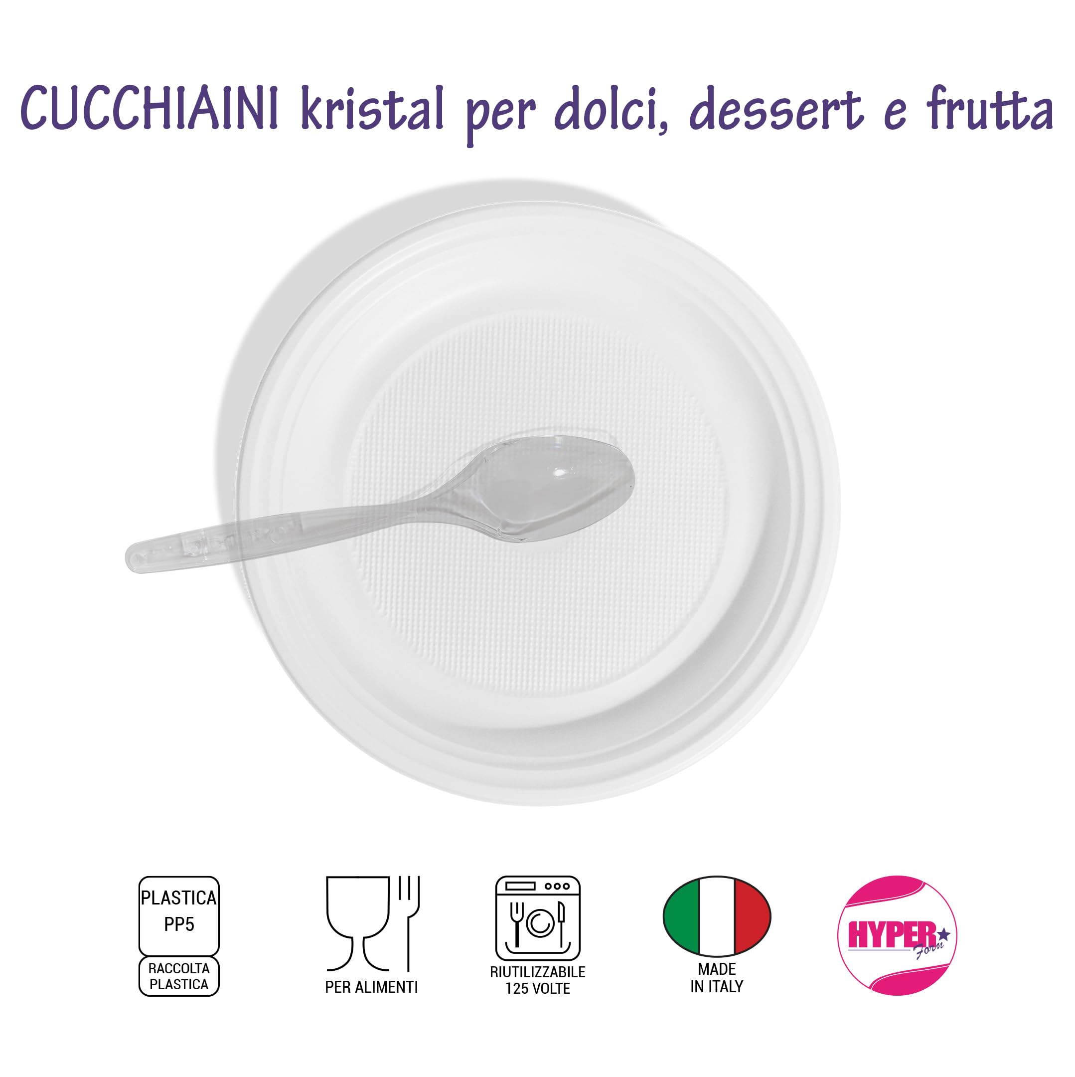 Cucchiaini in Plastica Riutilizzabile Trasparente 500 Pezzi per Aperitivo e Dessert