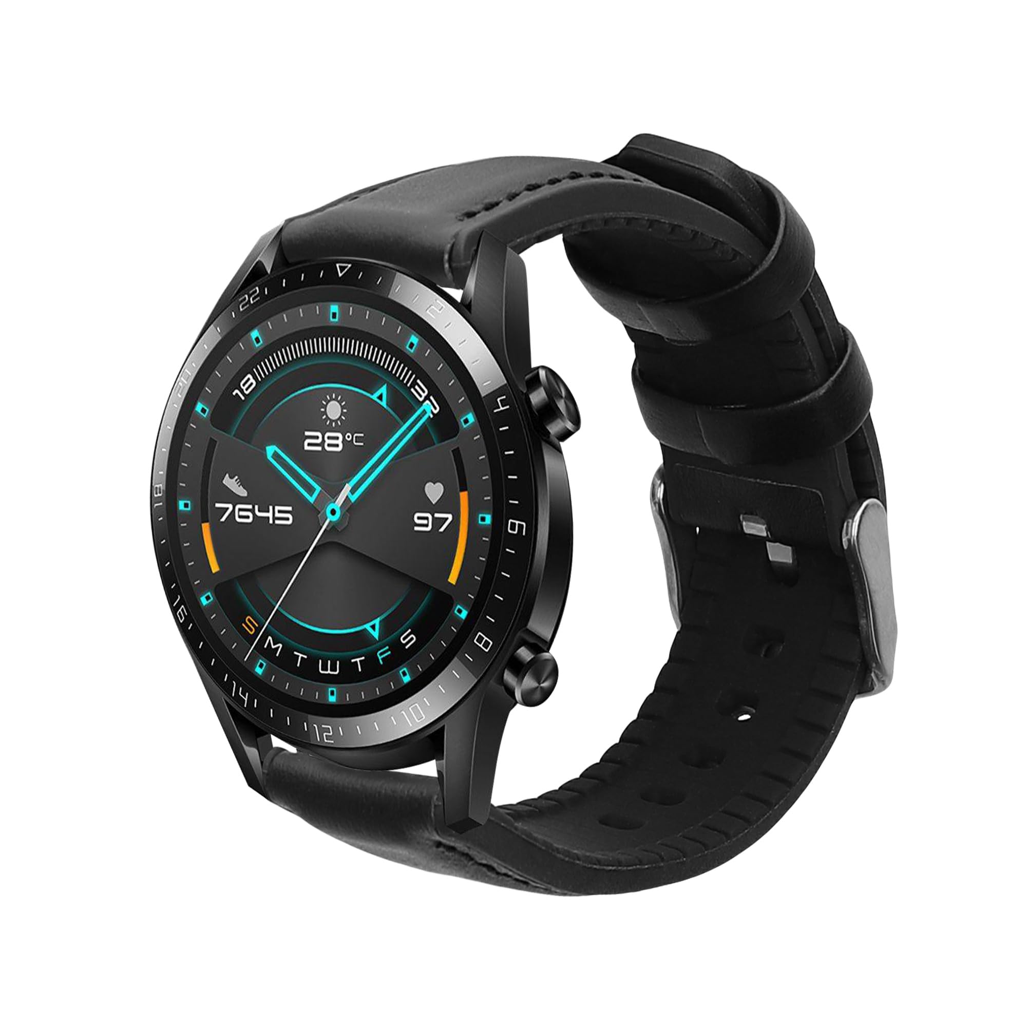 kwmobile Pulsera compatible con Huawei Huawei Watch GT / GT2 / GT3 (46mm) correa - 1x Correas de cuero auténtico - Tamaño ajustable