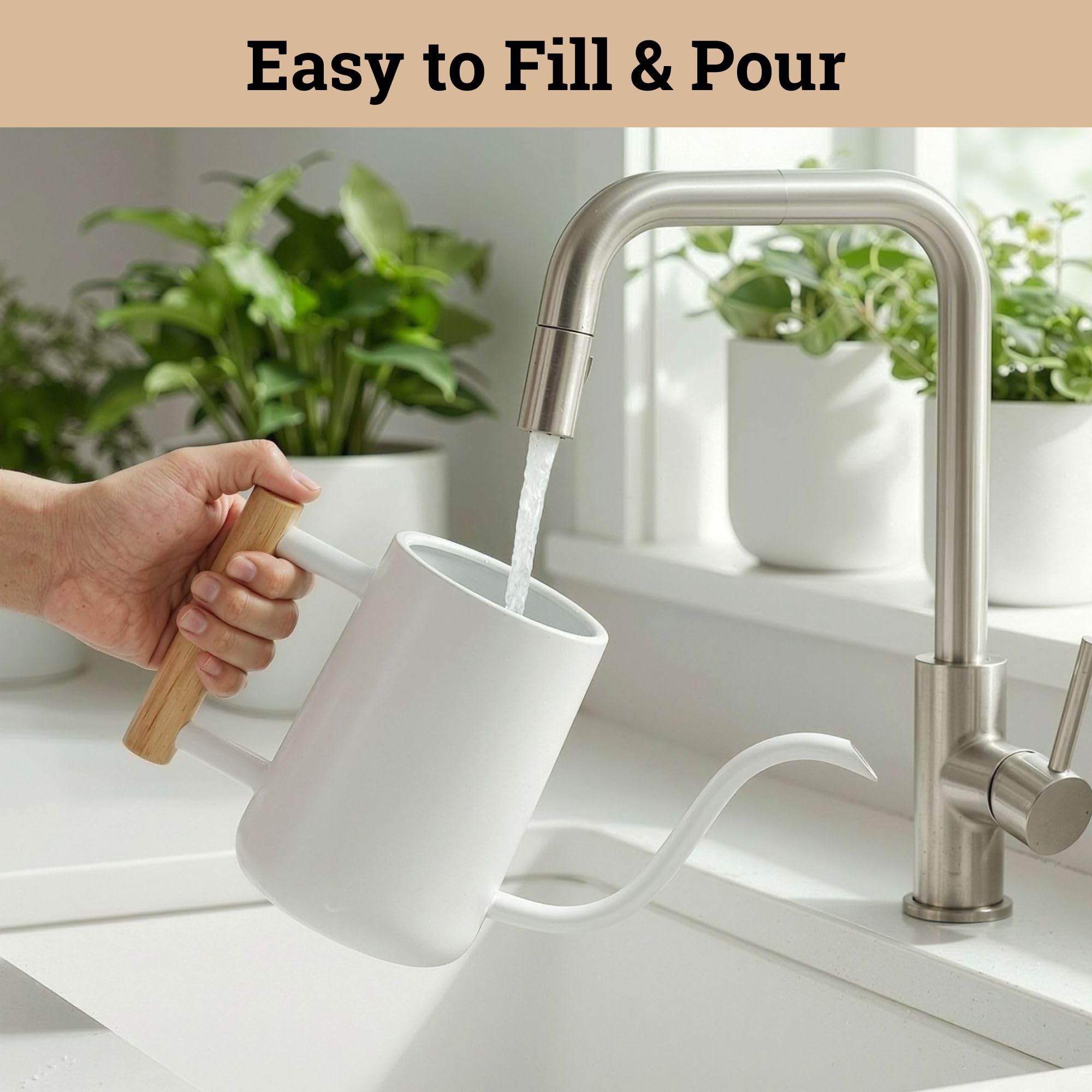 HB Design Co. Arrosoir d’intérieur avec Long Bec, 1 l, Blanc, pour Plantes d’intérieur, Adorable, de Petite Taille