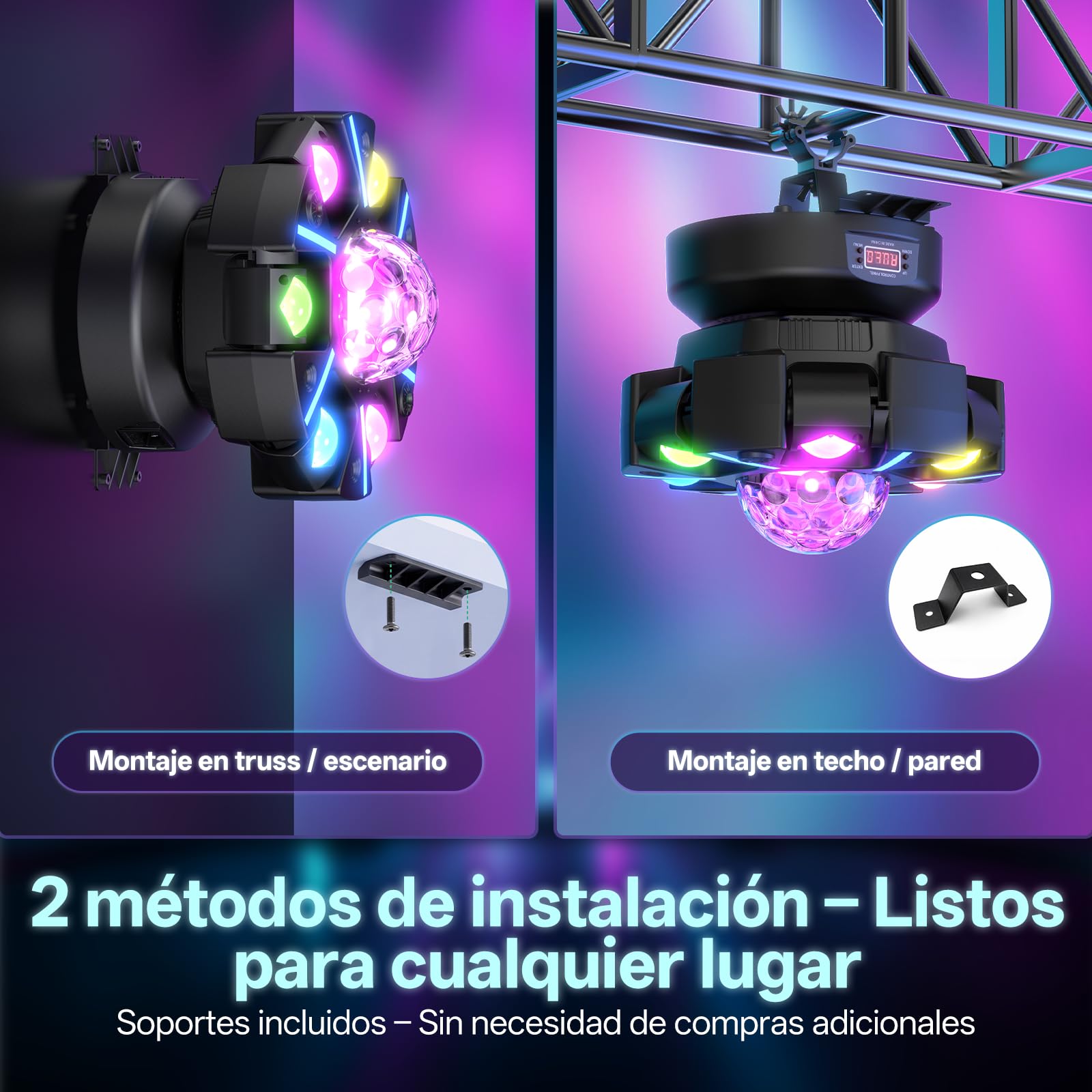 180W Lyre LED Beam Lumière de scène avec Télécommande,Jeux de Lumiere RGBW Disco Lumière,DMX512 éclairage de soirée DJ Jeux de Lumiere, Magic Ball Stroboscope pour Soirée Bar Mariage DJ Club