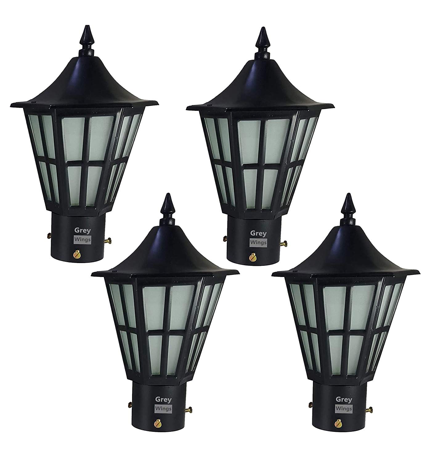 GreyWings Outdoor Black Gate/Pillar/Garden Light, Small Pack of 4