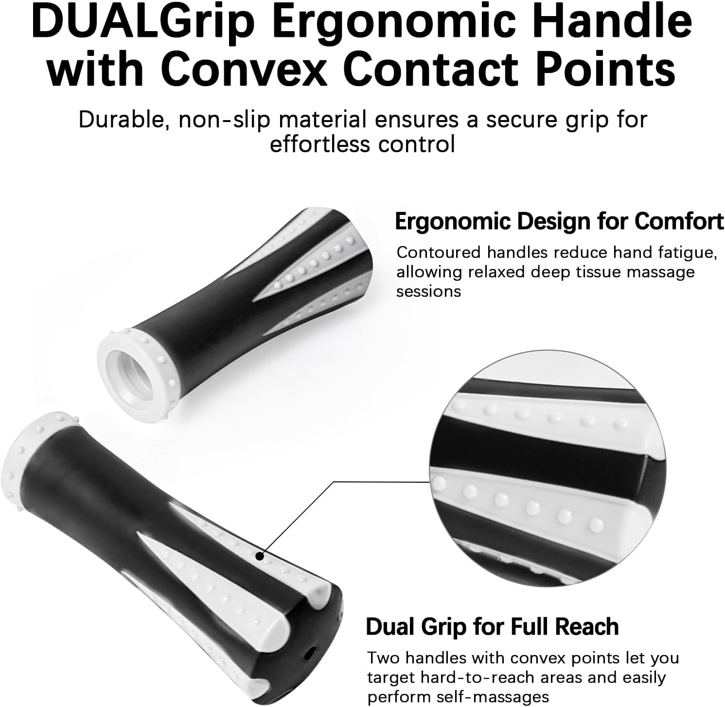 Muscle Roller Massage Roller Stick- Deep Tissue Fascia Blaster for Myofascial Pain Relief, Lymphatic Drainage & Body Sculpting, Handheld Physical Therapy & Recovery Tool (White black-18 inch) - Image 5