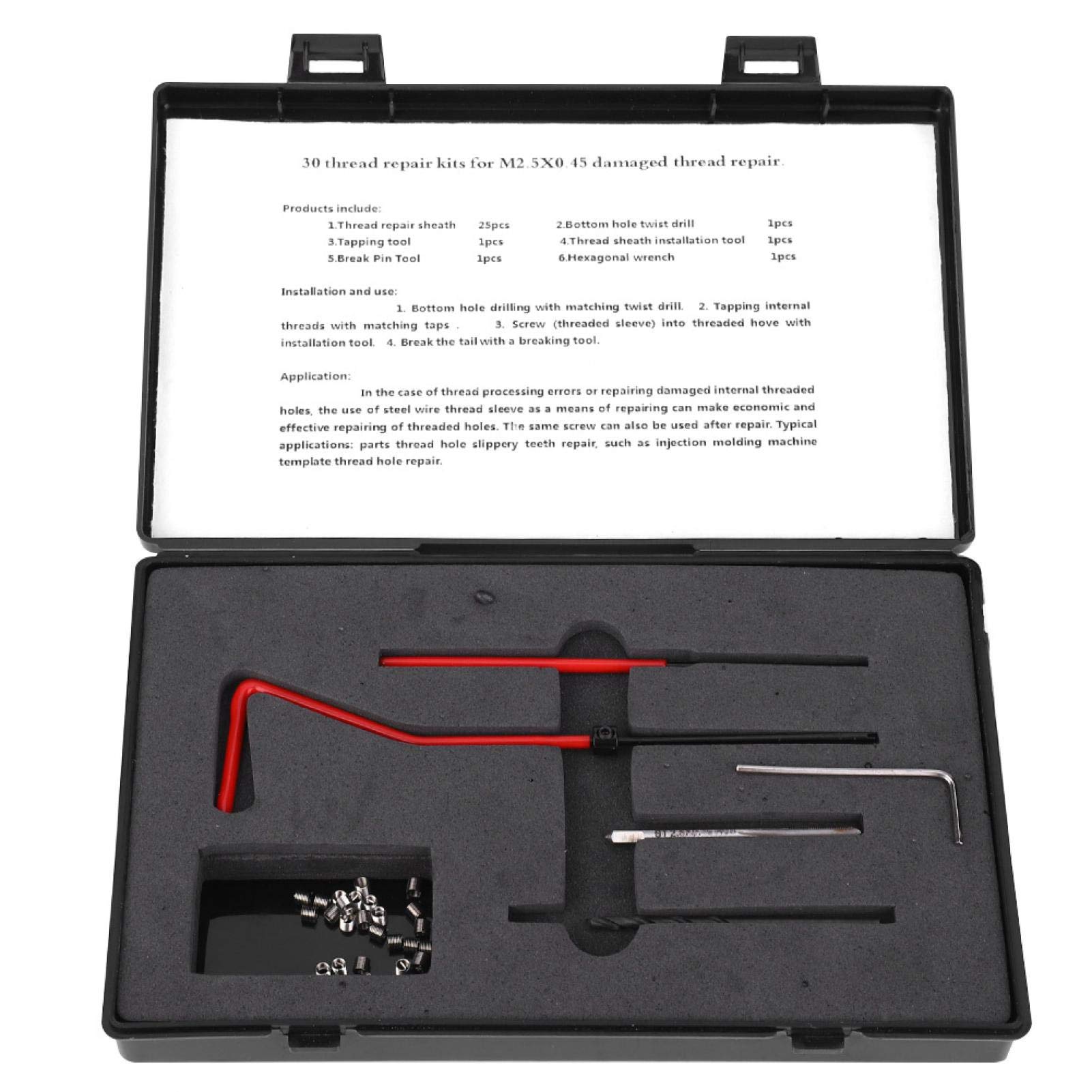 Kit De Réparation De Filetage M2.5x0.45 - 30 Pièces, Inserts Acier Inoxydable + Outils, Pour Aluminium, Machines - 14