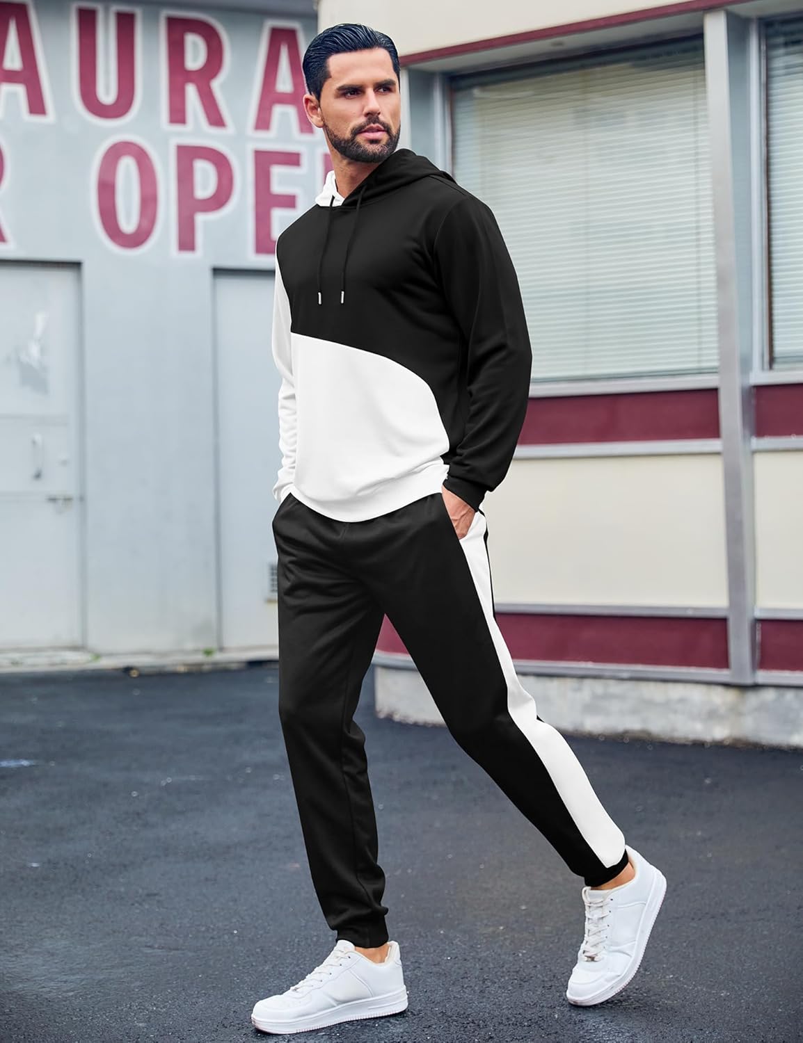 LecGee 2 Piece Men Hoodie Casual Hooded Athletic Tracksui Casual Running Jogging Sport Pants Suit Sets Outfits for men - Image 3