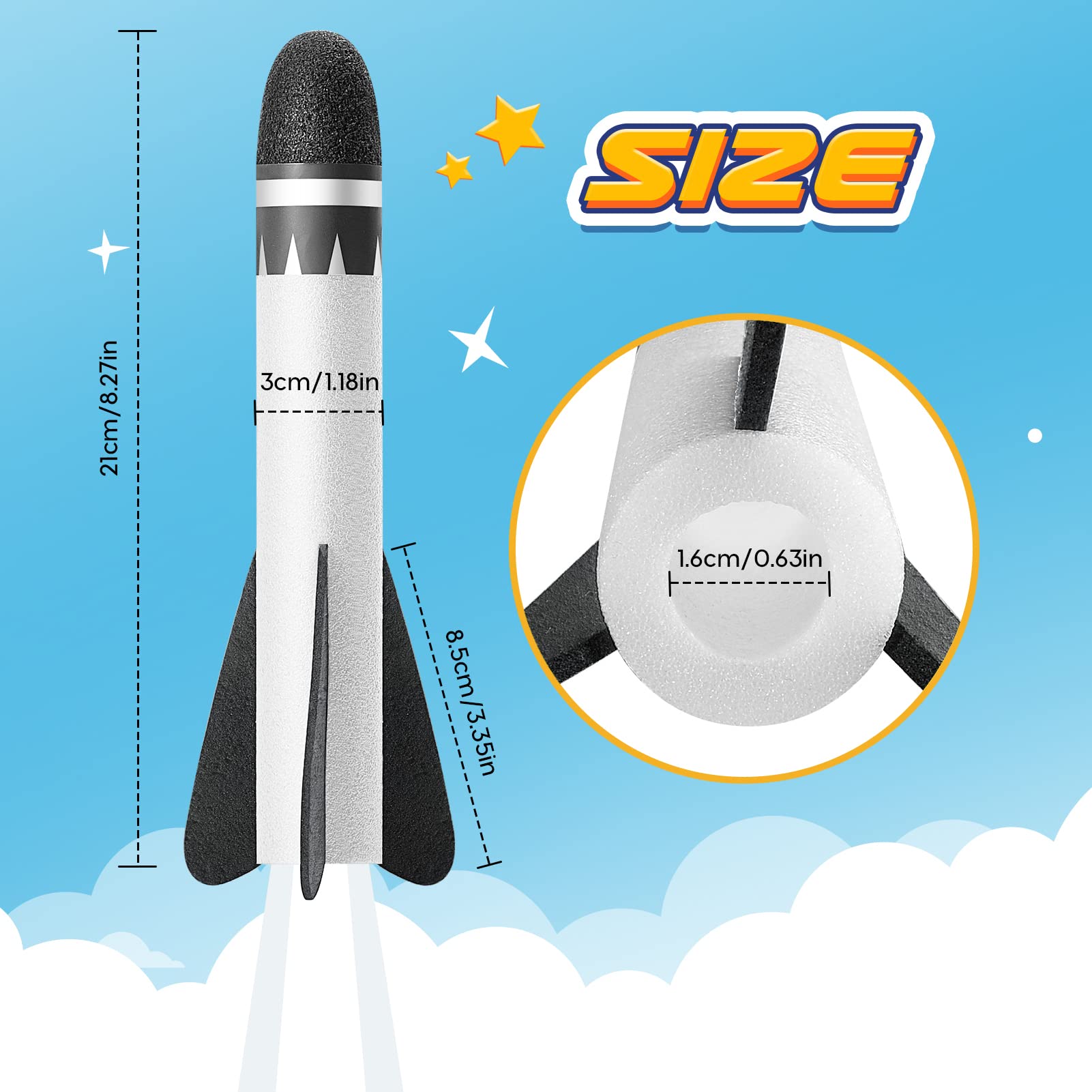 Anginne Razzo Spaziale Giocattolo - 8/14 Razzi Sostitutivi in Schiuma - Giochi All'aperto & Regali per Bambini