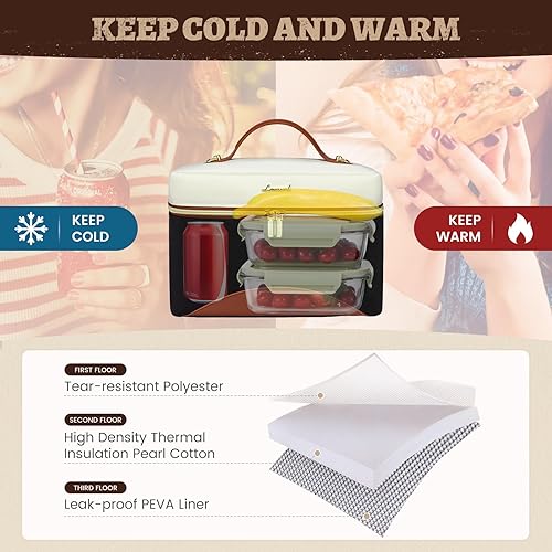 Miniatura 3 de LOVEVOOK Lonchera aislada para mujeres, lonchera para adultos, a prueba de fugas, para oficina, picnic, senderismo, playa, bolsa de almuerzo con