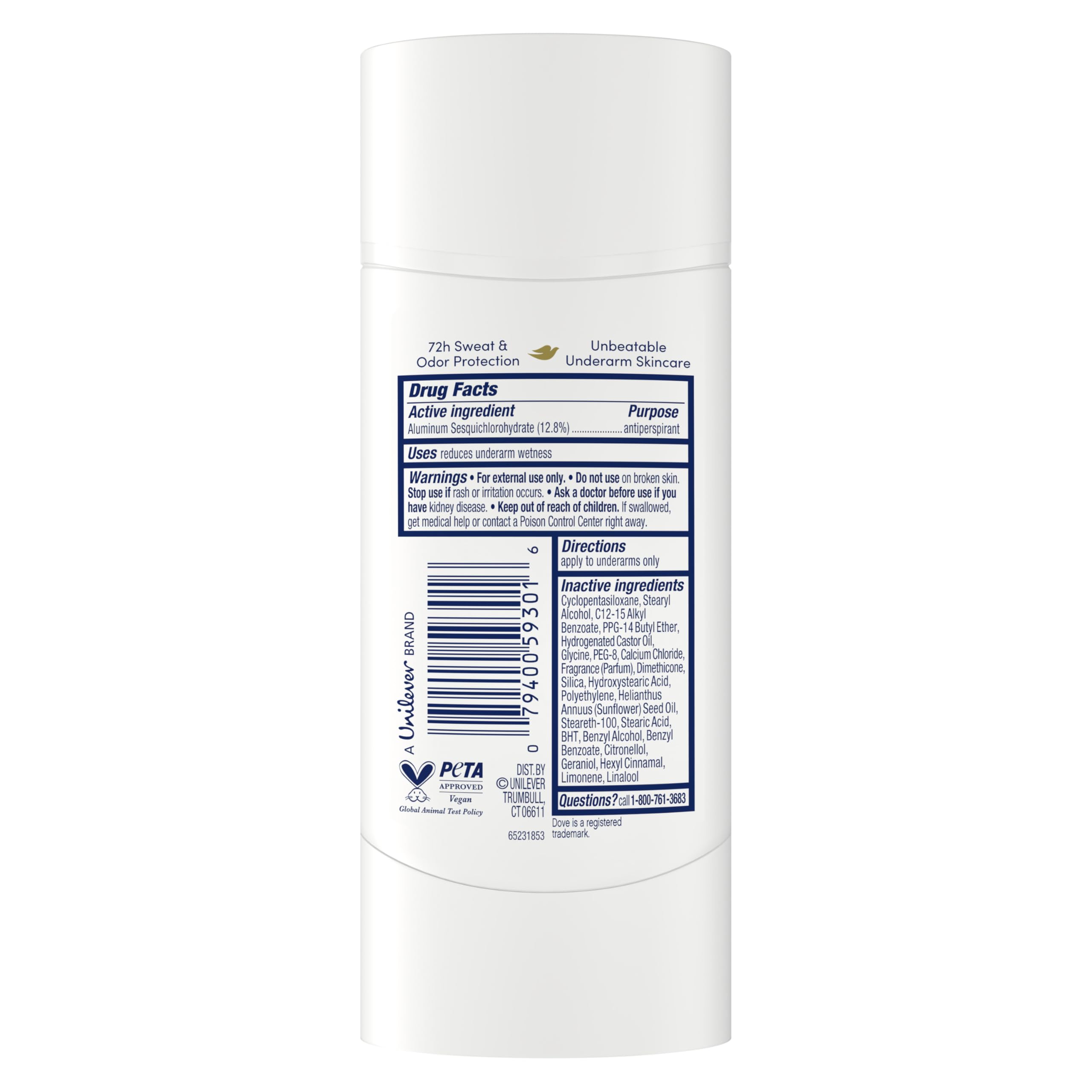 Dove Advanced Care Invisible Antiperspirant Deodorant Stick No White Marks on 100 Colors Clear Finish 48-Hour Sweat and Odor Protecting Deodorant for Women 2.6 oz