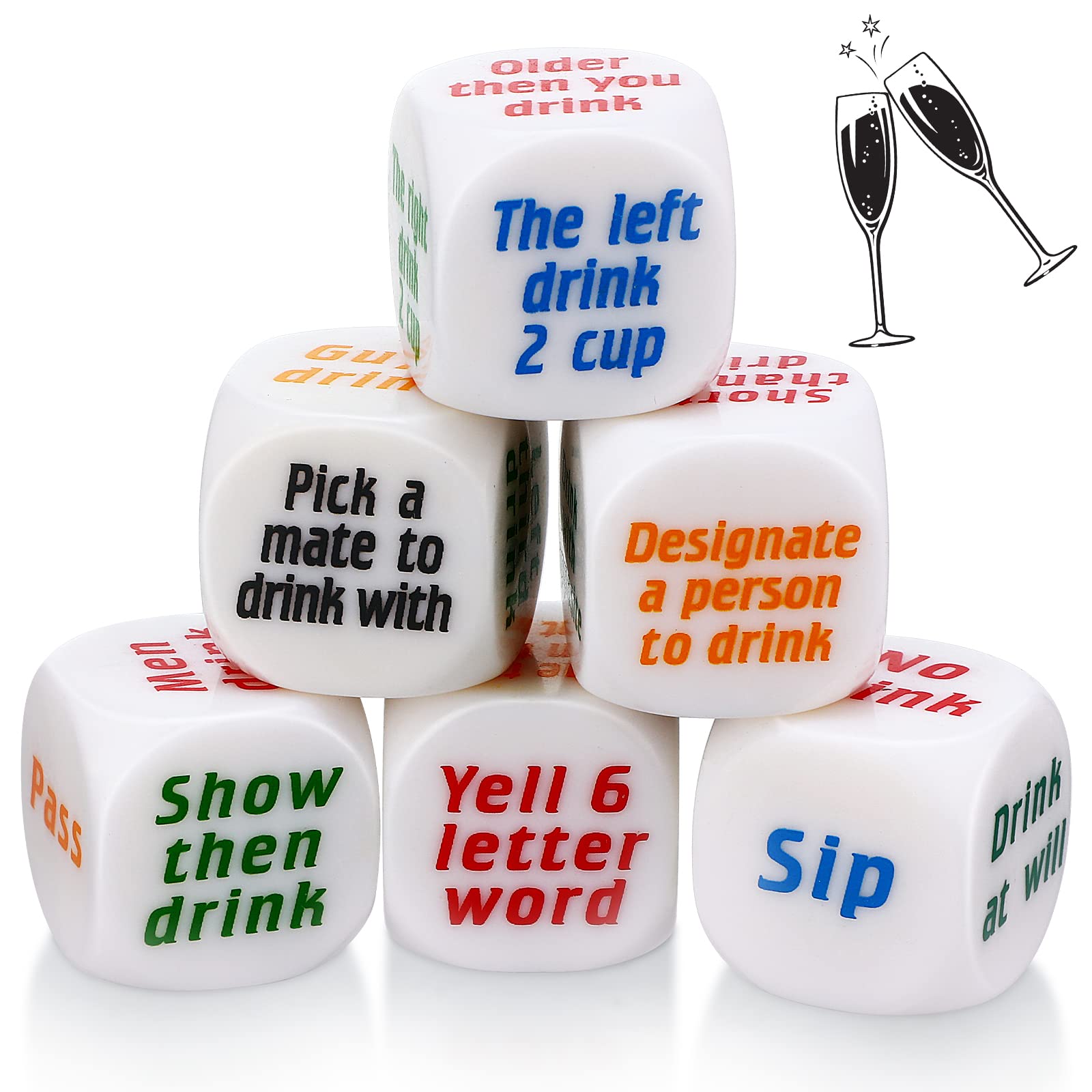 Amazon.com: 6 Pcs Party Drinking Dice Game Rolling Decider Drunk Frenzy  Halloween Party Game for Adults Bachelorette Birthday Wedding Party Favors  Toys : Toys & Games