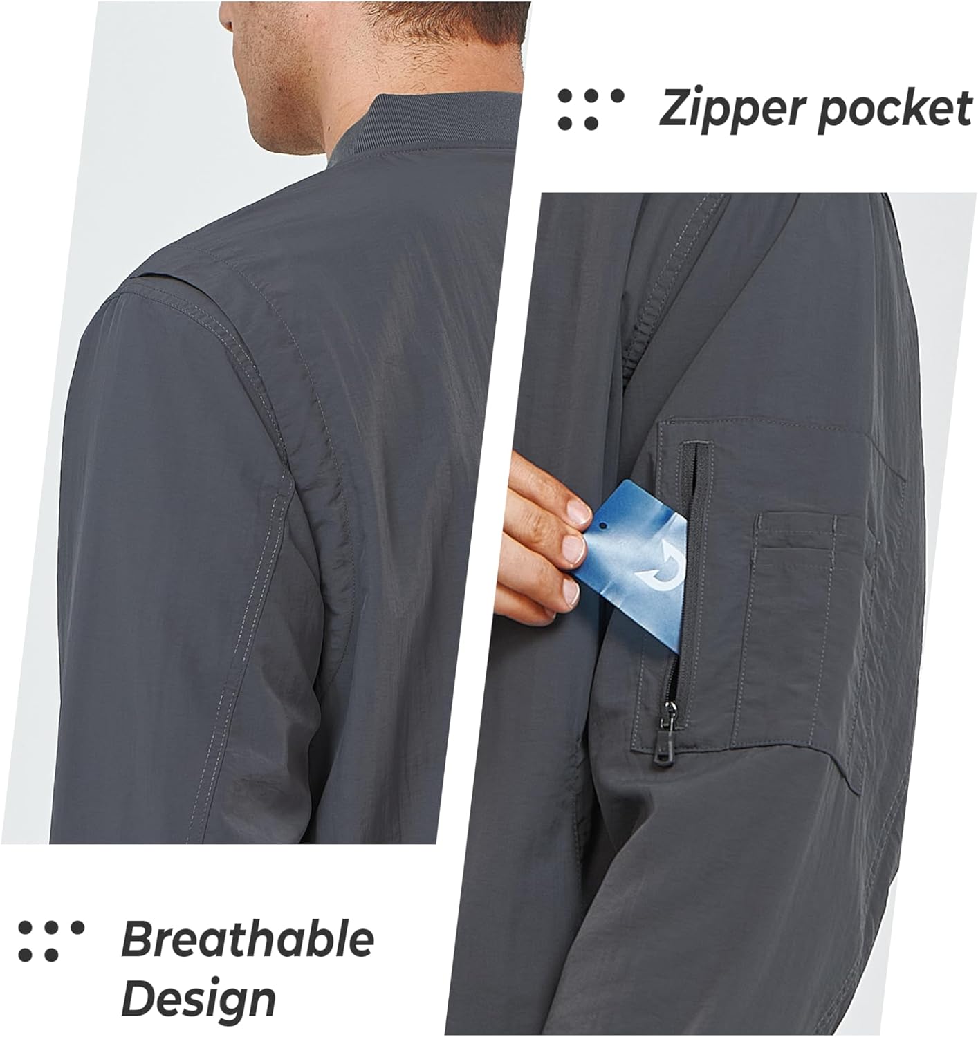 NORTHYARD Men's Bomber Jacket Lightweight Casual Windbreaker Zip Up Fashion Windproof Coat Spring Fall - Image 4