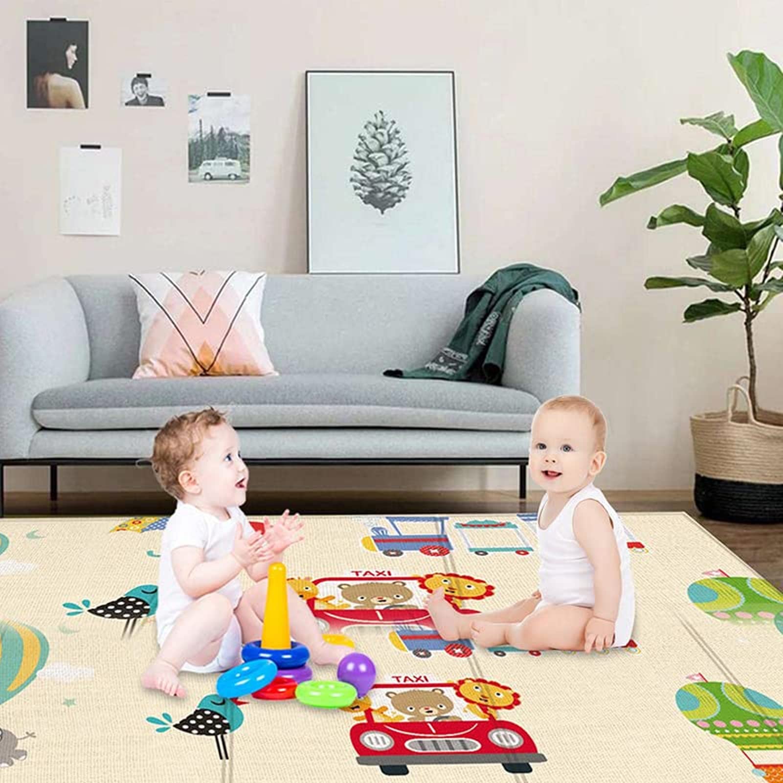 Tappetino da Gioco per Bambini Pieghevole, Tappetino da Gioco per attività Impermeabile Tappetino per Bambini in Schiuma per Gattonare Infantile