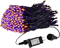 Vista 24 de Weillsnow Luces de Halloween naranjas, tira de luces impermeables enchufables de 66 pies, 8 modos con memoria para decoraciones de jardín