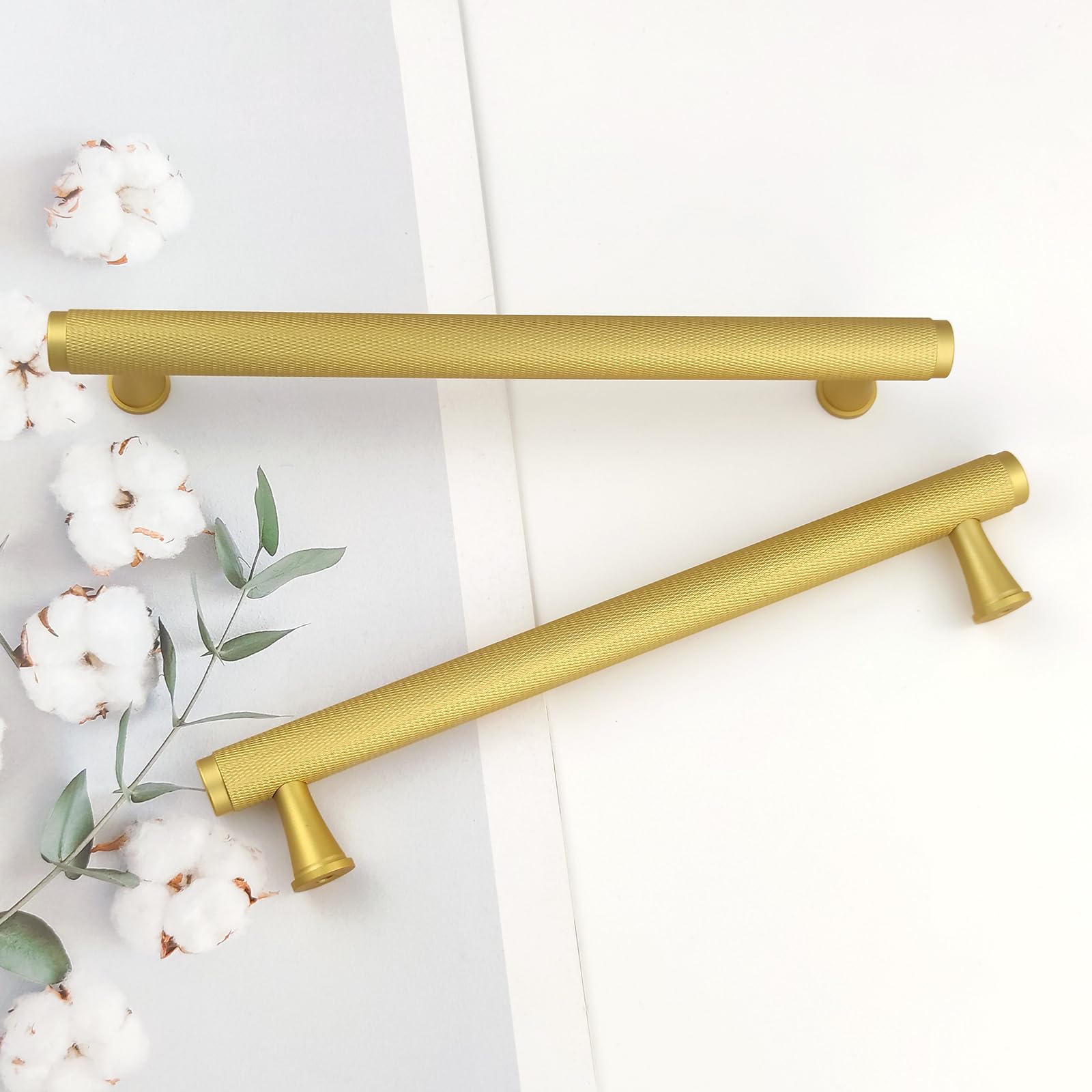 Pexintek 2 Pack Gold Modern Cabinet Handles 160mm(6.3 Inchs) Hole Centers Kitchen Bathroom bedrooms Study Furniture Door Vintage Pulls with Screws for Cupboards Drawer Wardrobe Dresser (Golden) - Image 3