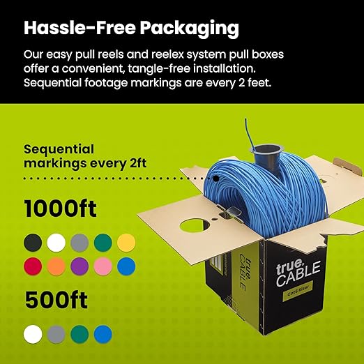 Cable Ethernet Cat6 Riser UTP 1000ft Azul 23AWG Cobre Sólido miniatura 5