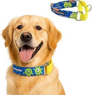 Dog-O-Bow Monster Print Martingale Dog Collar, Durable, Comfortable & Adjustable Training Collar (Medium)