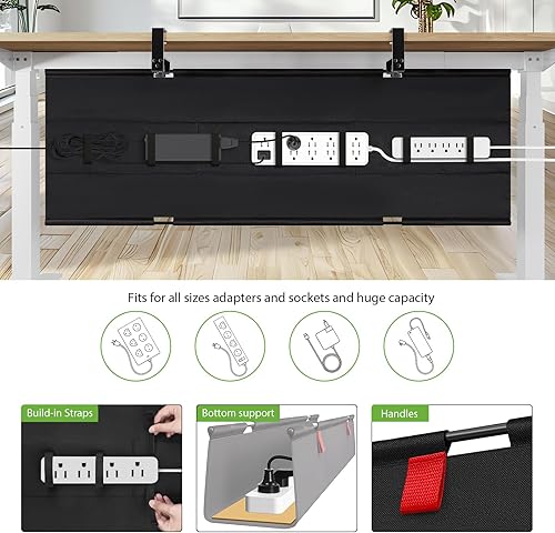 Miniatura 2 de KEEGH Bandeja de gestión de cables extra grande de 48 pulgadas para debajo del escritorio, gestión de cables debajo del escritorio, montaje de