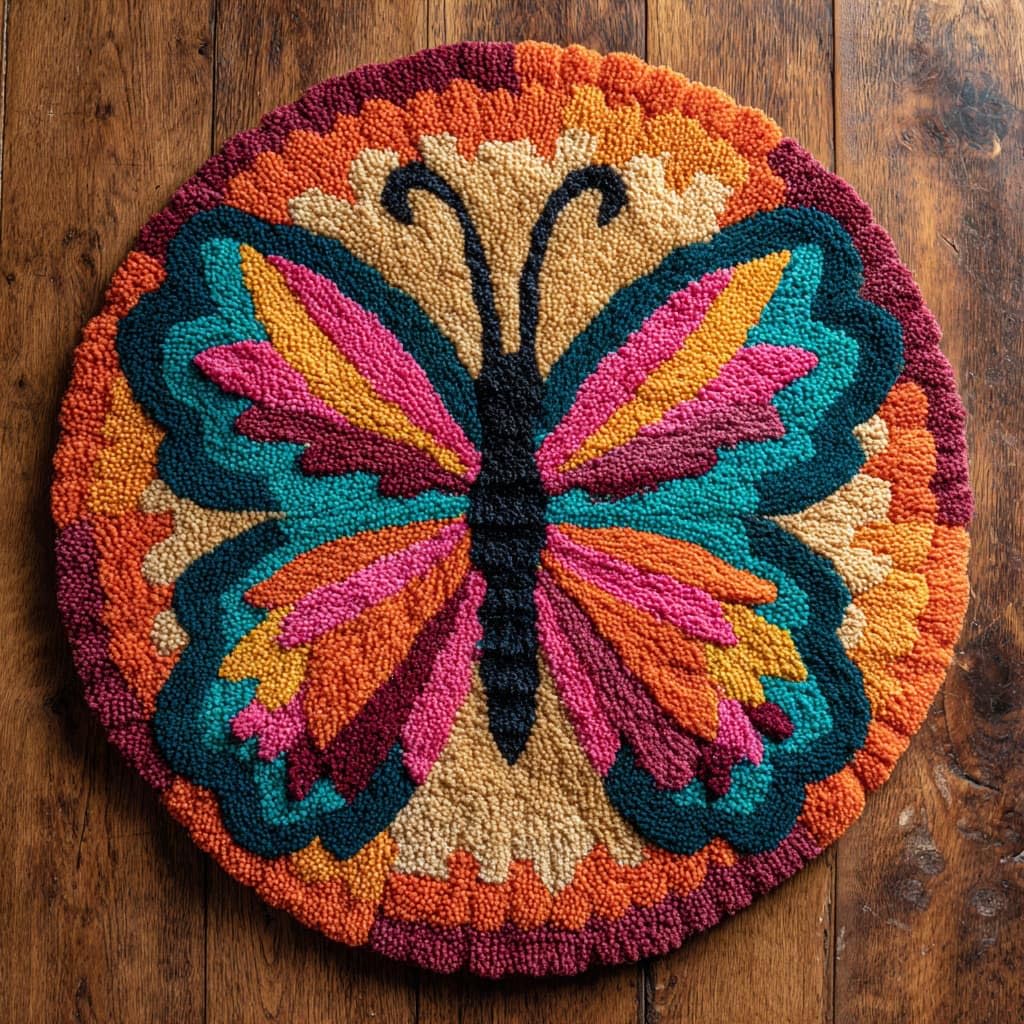 AMBATTERY Latch Hook Rug Kit Latch Hook Kits for Adults,Animals Butterfly