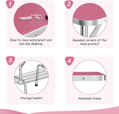 Miniatura 4 de APRILSOUL Mesa de aseo para mascotas de 36 pulgadas para perros pequeños, superficie plegable, antideslizante, con brazos de altura ajustable,