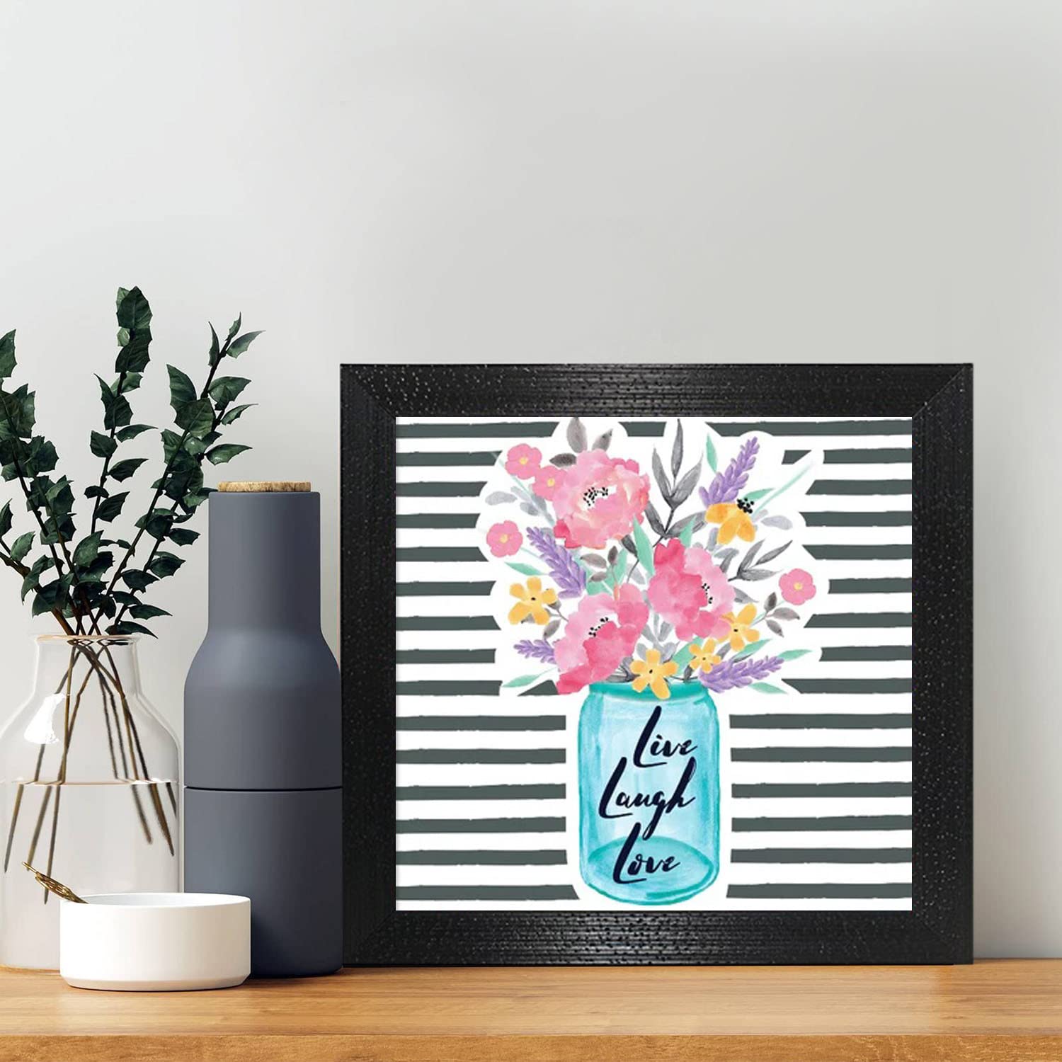 Chaque Decor Wall Art Painting Frames For Wall Decoration | Paintings For Bedroom, Living Room, Home, Wall, Hall | Small Photo Framed Art Prints Wooden Items | 11 x 11 Inches (Live Laugh Love)-image-39