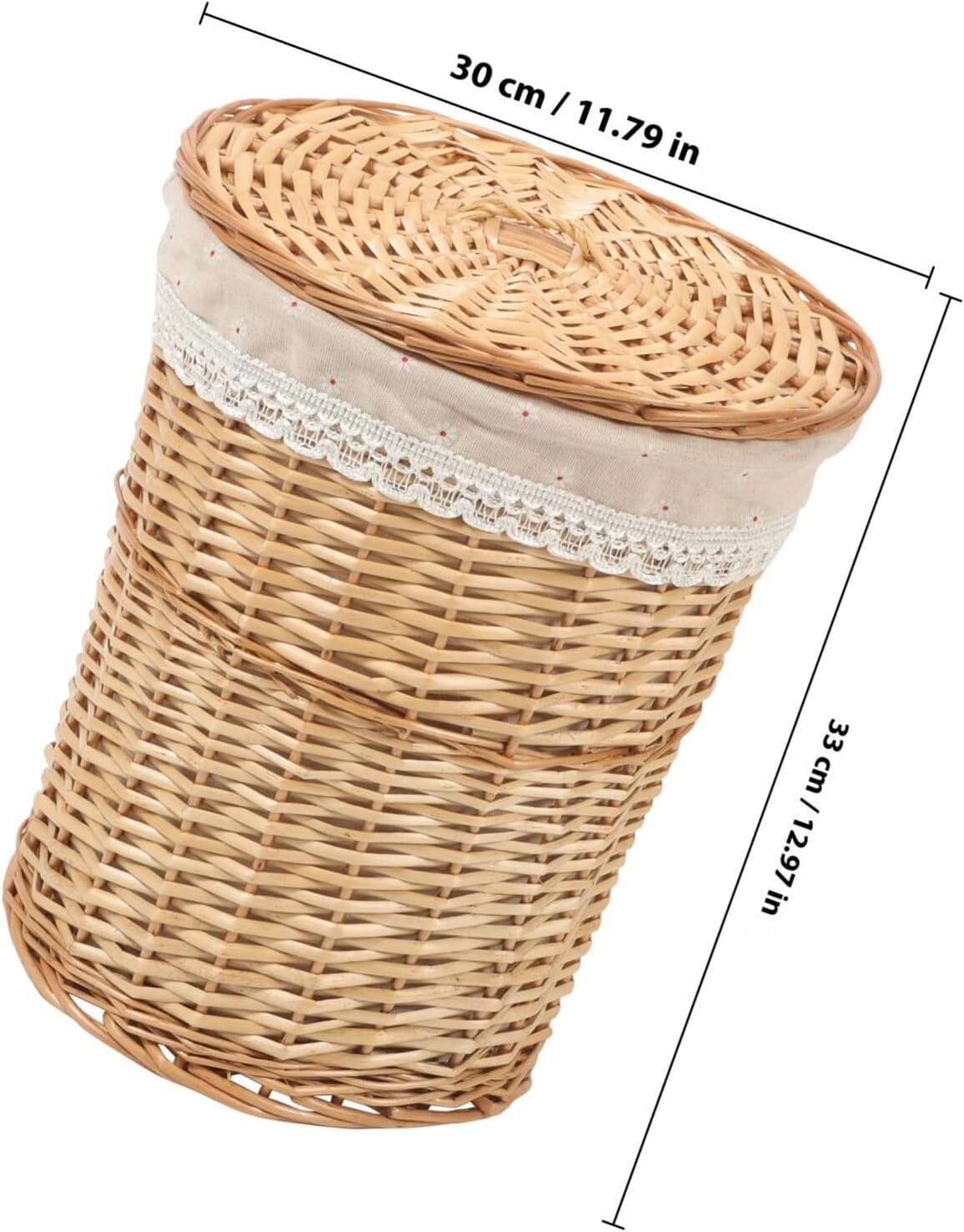 Woven Laundry Hamper with Lid Large Capacity Wicker Dirty Clothes Basket Natural Rattan Organizer for Bathroom Bedroom Storage