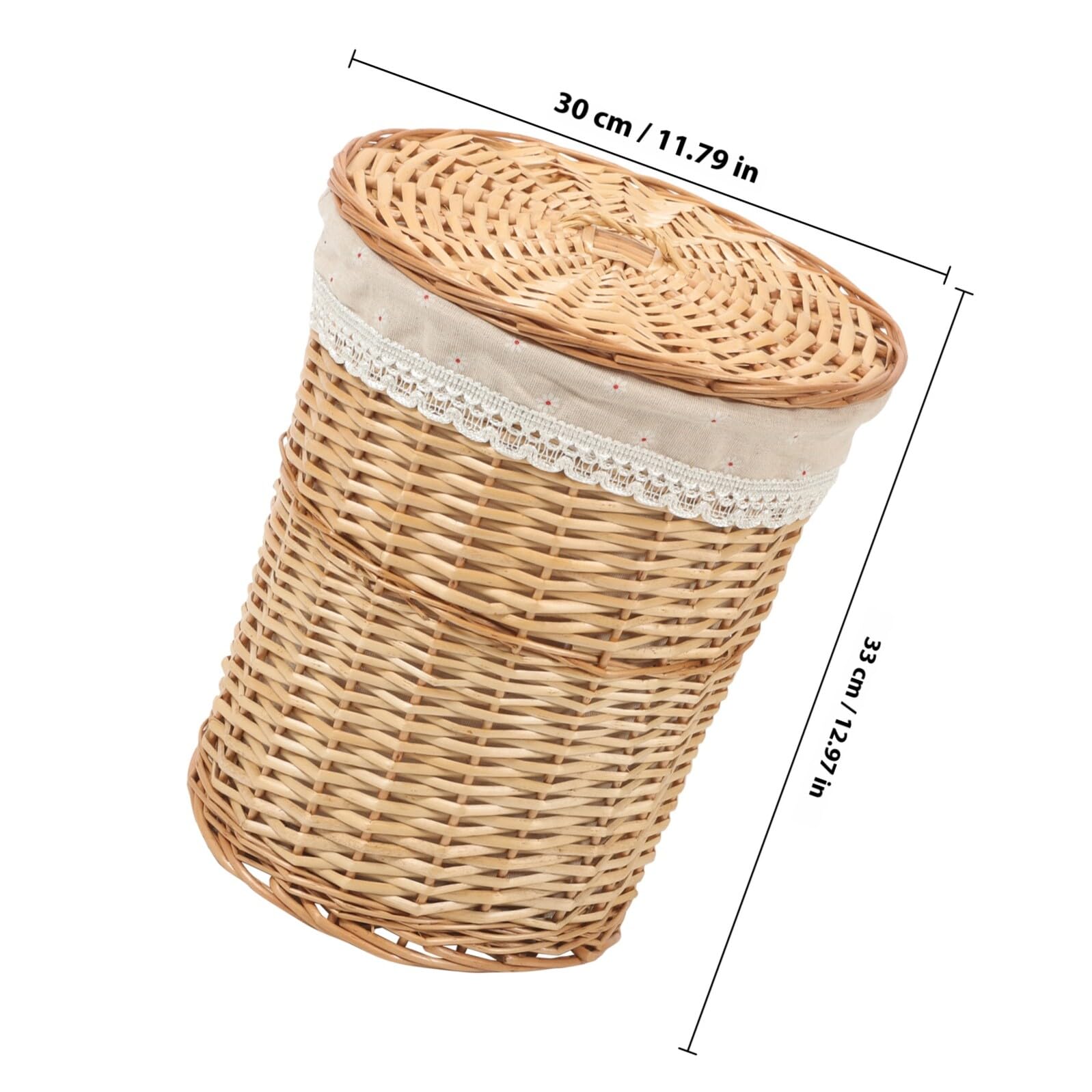 Cesta Portabiancheria Intrecciata Coperchio, Capiente, Vimini
