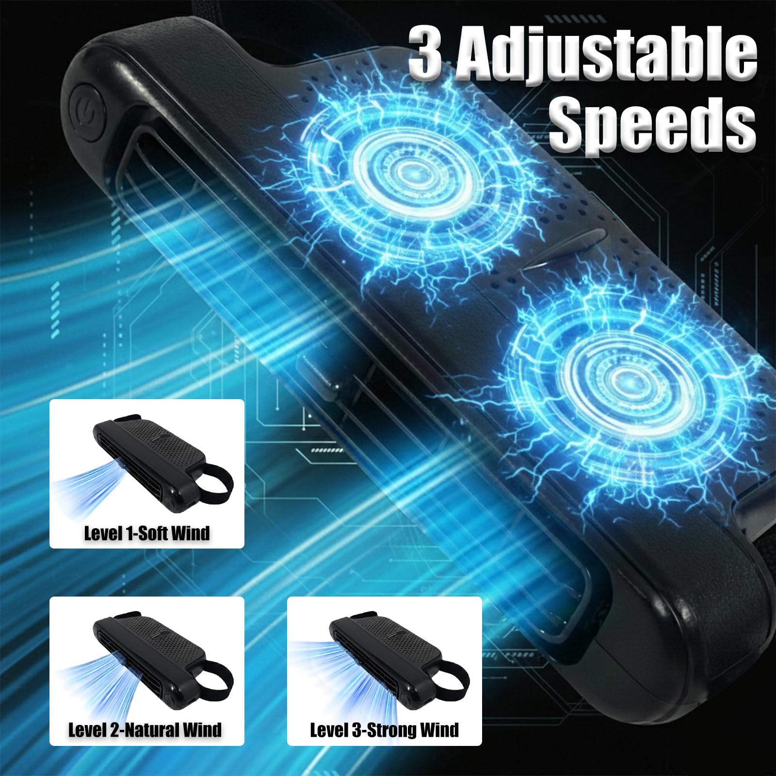 Ventola di raffreddamento portatile per sedile auto, ventilatore USB per auto che soffia aria fredda con 3 modalità di velocità, doppio vento regolabile a 180° (Layout a griglia)