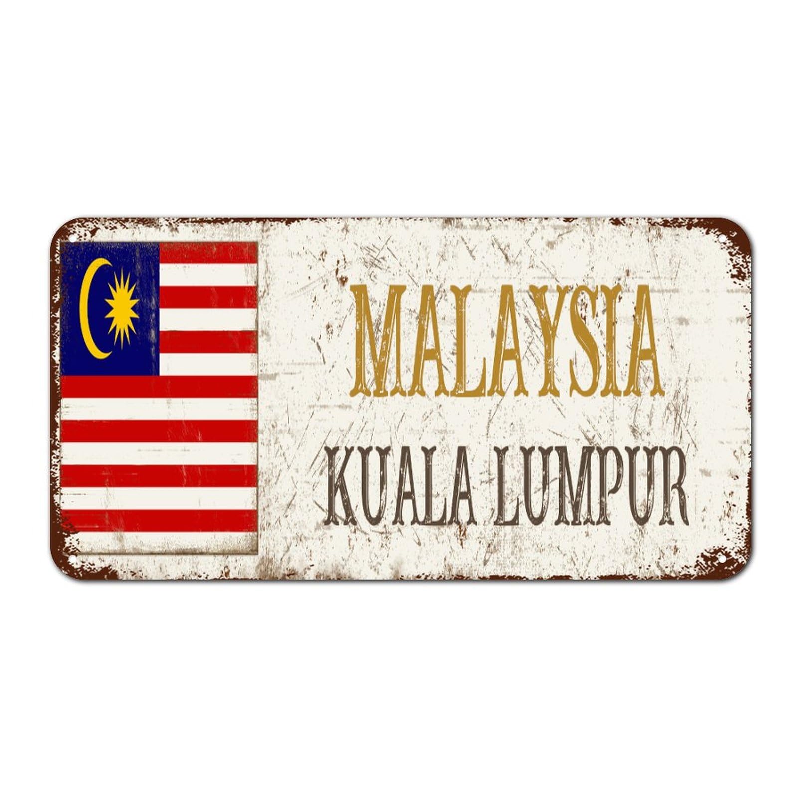 Yelolyio Malaysia Kuala Lumpur Sign, Patriotic Country Metal Wall Art Decor, Malaysia Metal Sign Tin Signs For Home, Bedroom, Gate Outdoor Wall Decor, 12 X 6 Inch