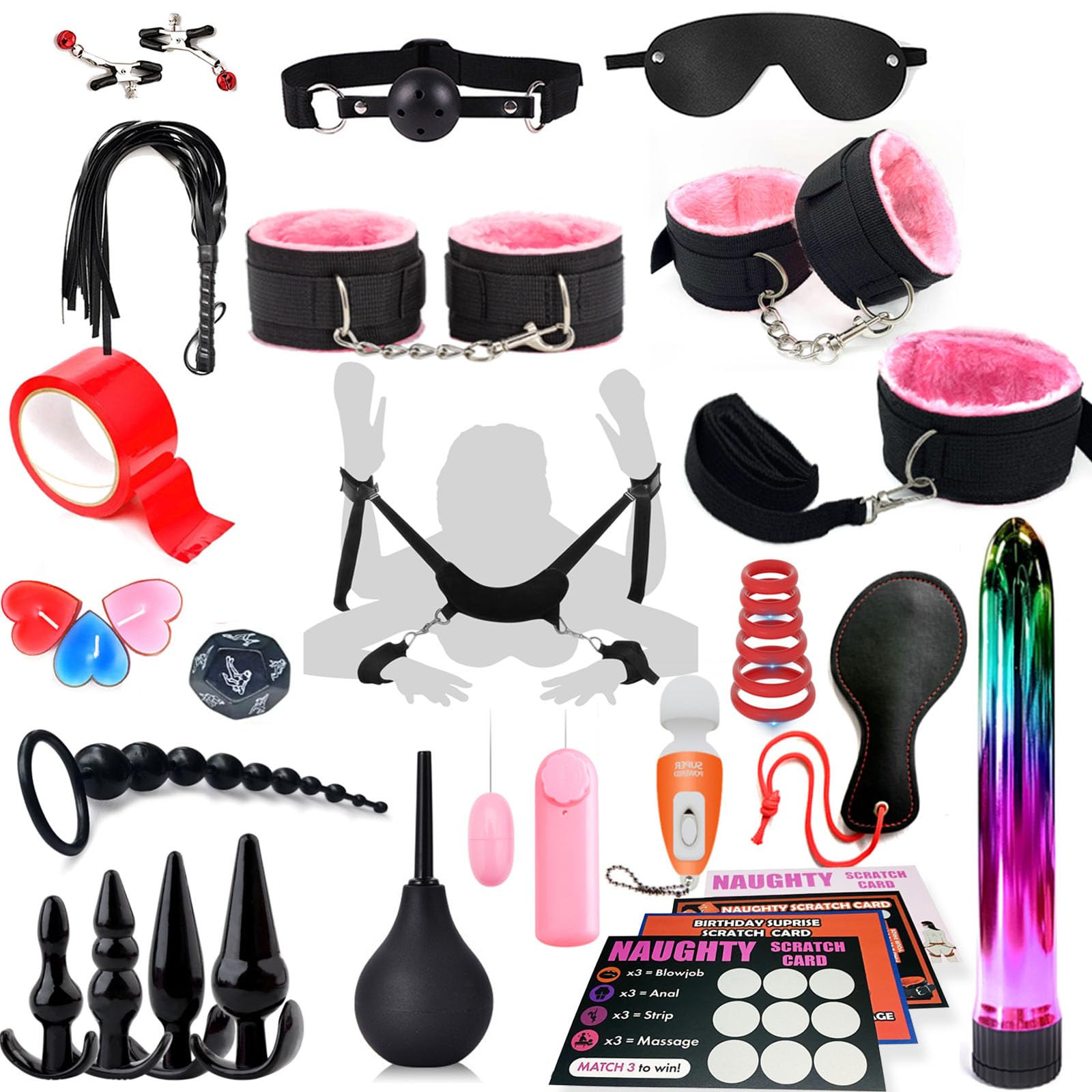 SM giocattoli per coppie adulte, kit bondage 33 pezzi, kit SM erotico, giocattoli erotici, kit plug anale per principianti