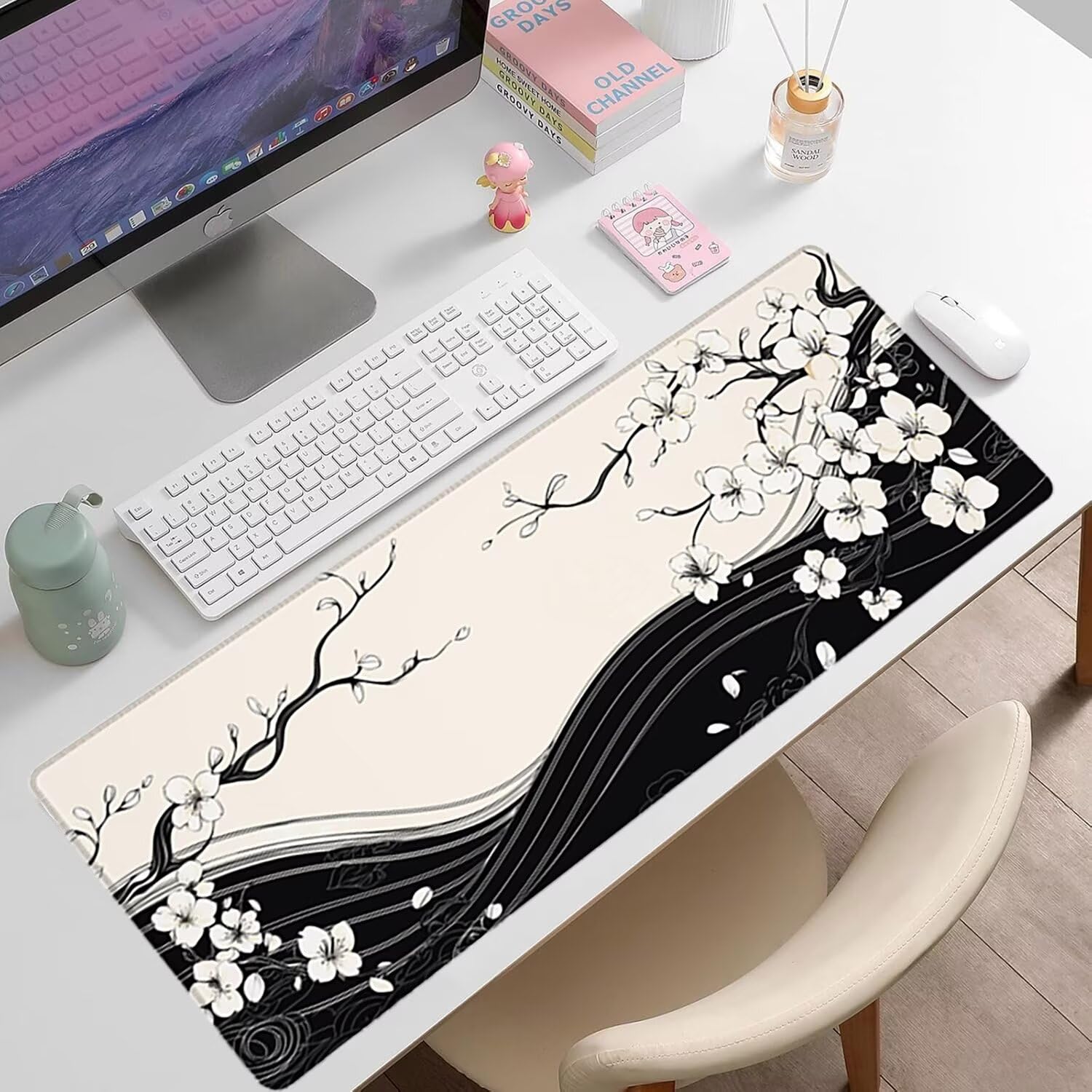 Podkładka pod mysz XXL Flower - 1600x800x3mm - krajobraz Duża mata na biurko z przeszytymi krawędziami Wodoodporna antypoślizgowa do komputera, laptopa poprawia precyzję i szybkość. -35472