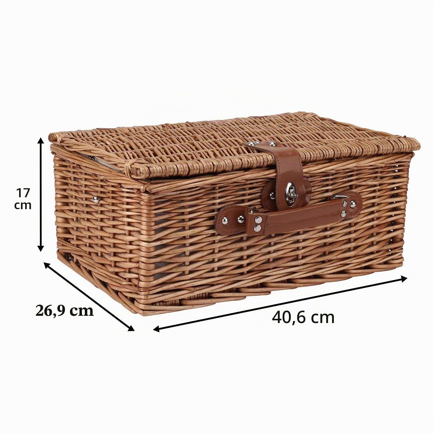 2 Personen Wicker Picknickkorb Set mit isoliertem Kühler, Picknickkorb mit Bechern, Besteck, Weingläsern, Tellern und Servietten