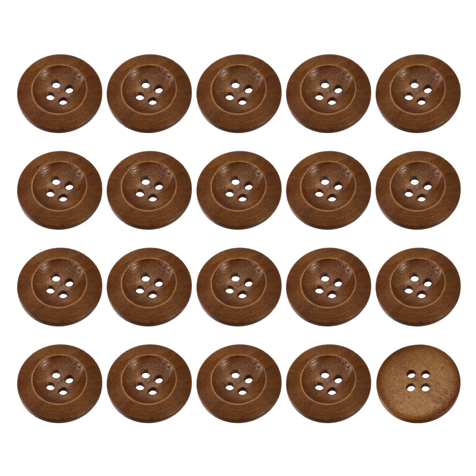 QUARKZMAN Pack of 50 Wooden Buttons, 25 mm (1 Inch) 4-Hole Round Wooden Buttons for Sewing, DIY, Craft, Clothing, Coffee