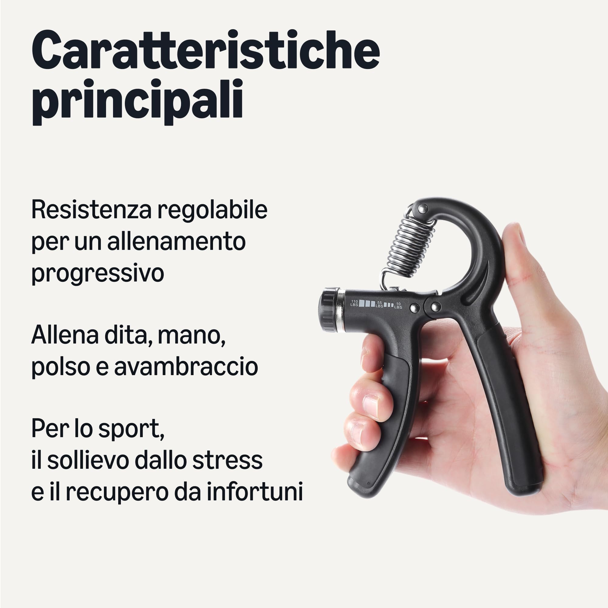 Amazon Basics Grip Strength Trainer, Kit Rinforzante Per Avambraccio, 5 Pezzi, Nero