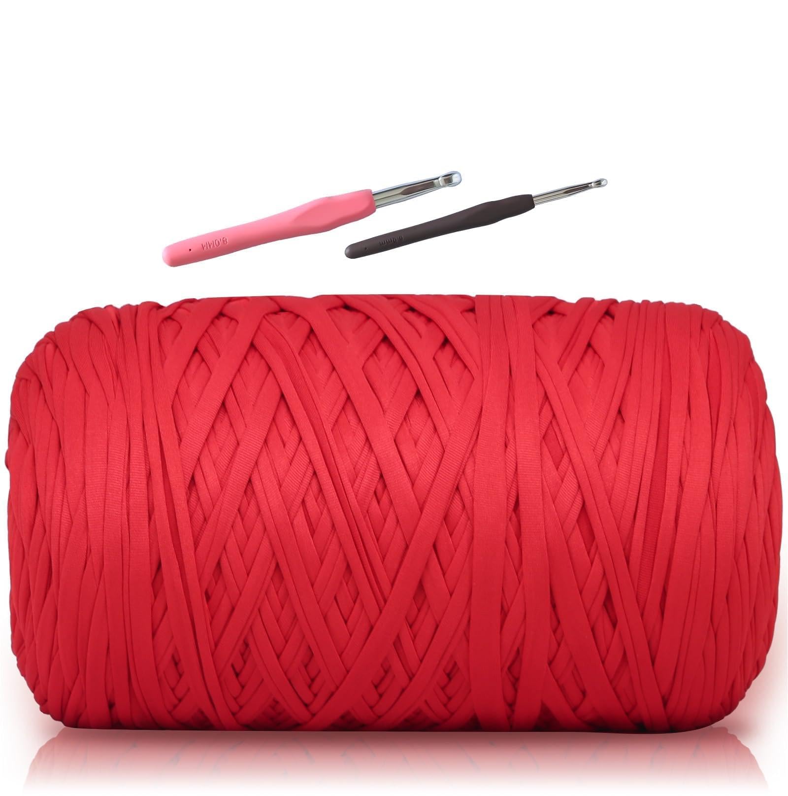 SIMEIQI T-Shirt Yarn 1000g, Soft Elastic Chunky Yarn Red