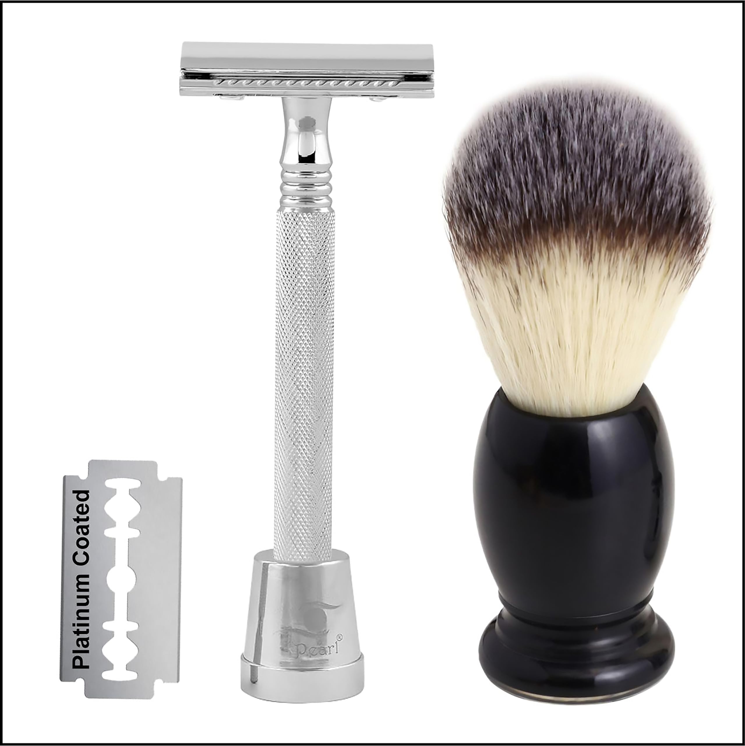 Shaving Double Edge Safety Razor (SS-01CC With stand And Shaving Brush 11 SY) -Classic & Traditional shaving Kit for Men | Premium Shaving Set for Rakshabandhan gift option