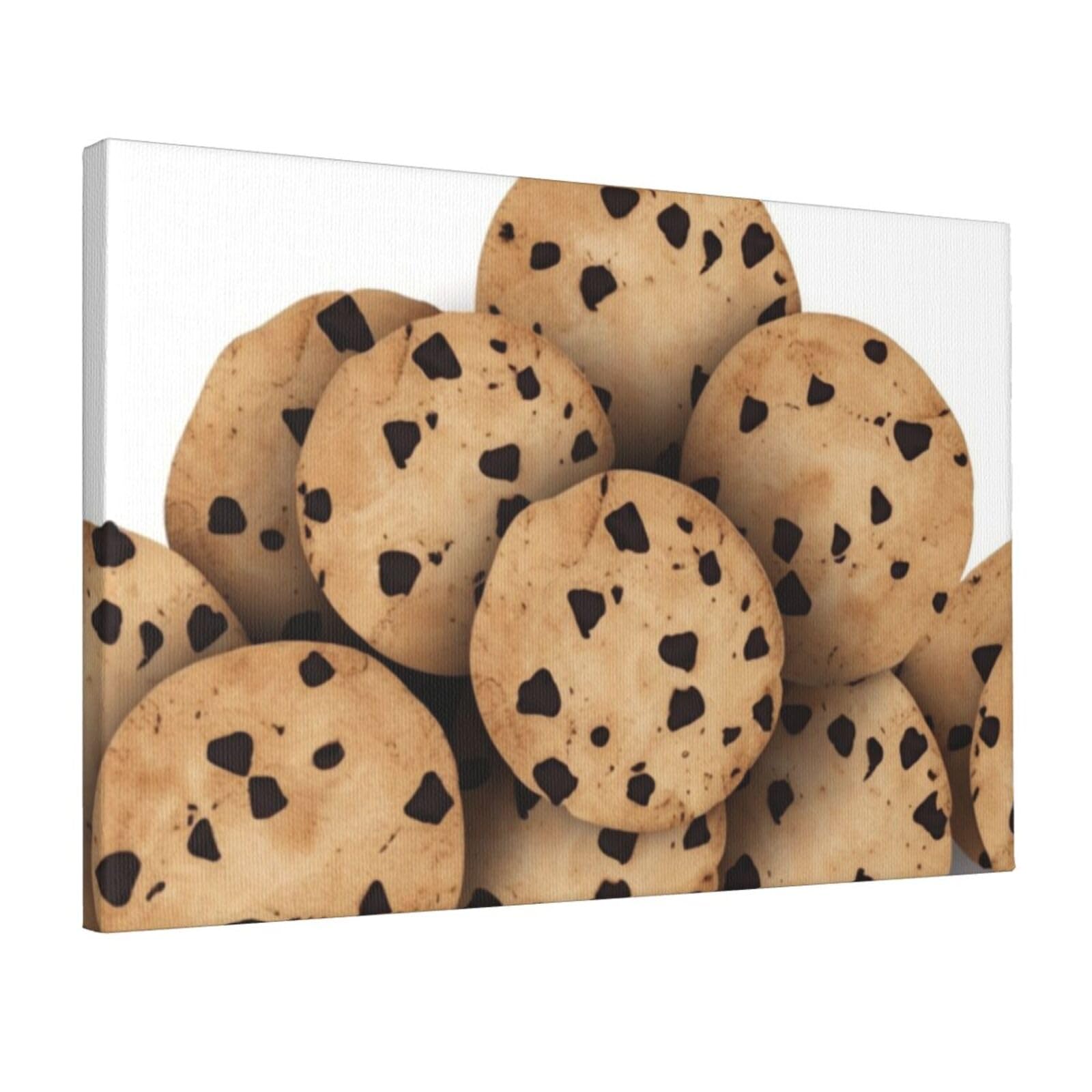 Canvas Wall Art for Living Room Wall Decor 12"x18" Modern Artwork Painting Pictures Hanging Canvas Prints Food Chocolate Chip Biscuits Aesthetic Wall Art for Bedroom Bathroom Office Wallart Decor