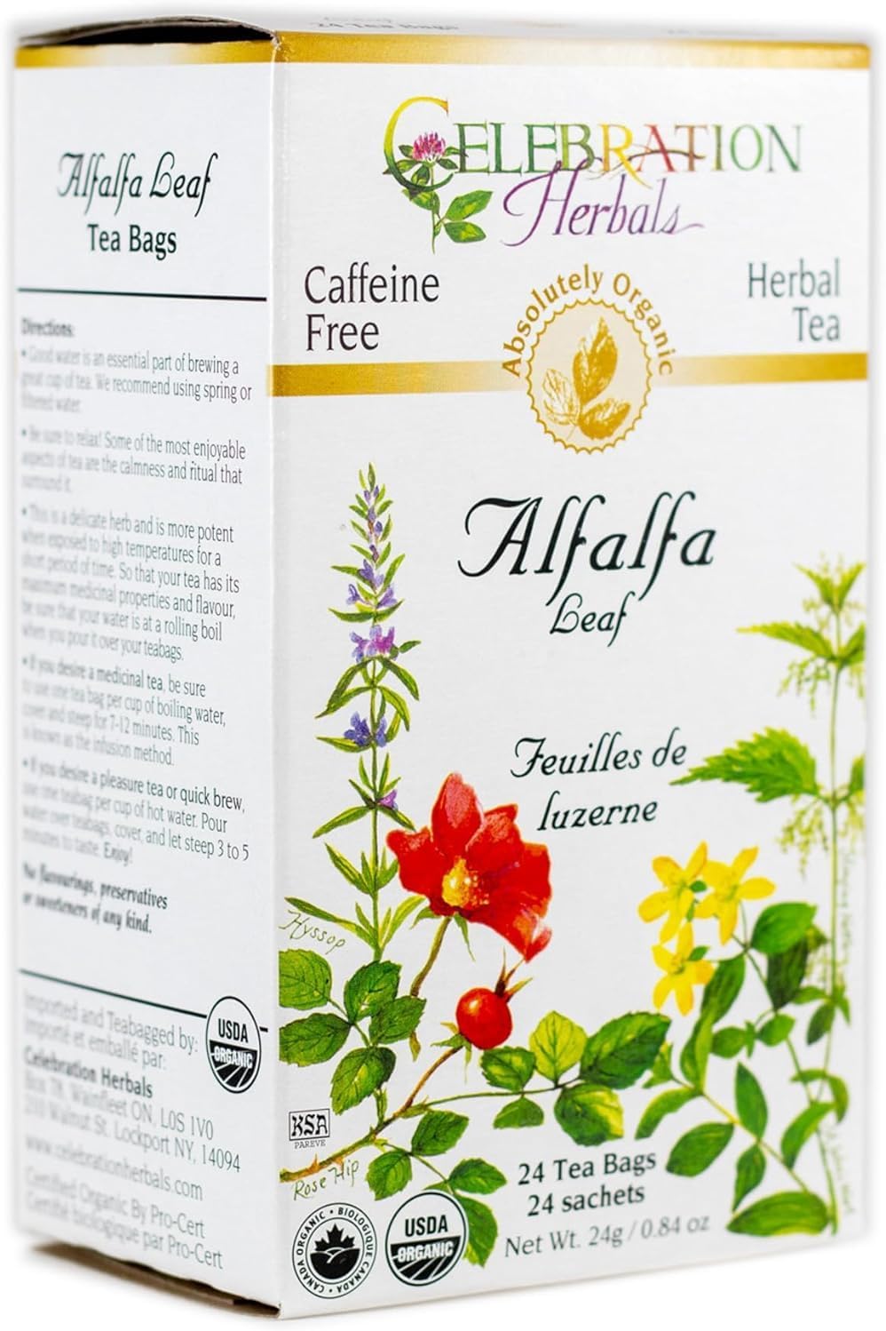 Amazon.com: Alfalfa Leaf Tea - Certified Organic - 24 tea bags ...