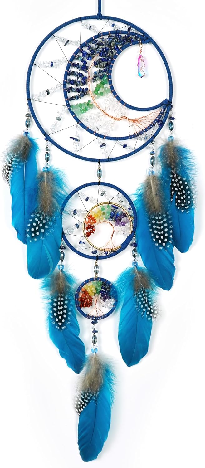 Dream Catcher for Boys-Large Dream Catchers for Adults,Crystal Dreamcatcher | Dream Catcher for Bedroom,Teen Dorm Room Decor Festival Gift,Decor for Office, Room, Home Wall Hangings (Blue)