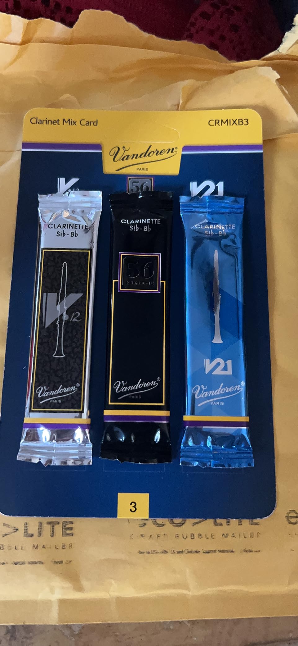 Vandoren CRMIX35+ Bb Reed Mix Card; Strength 3.5