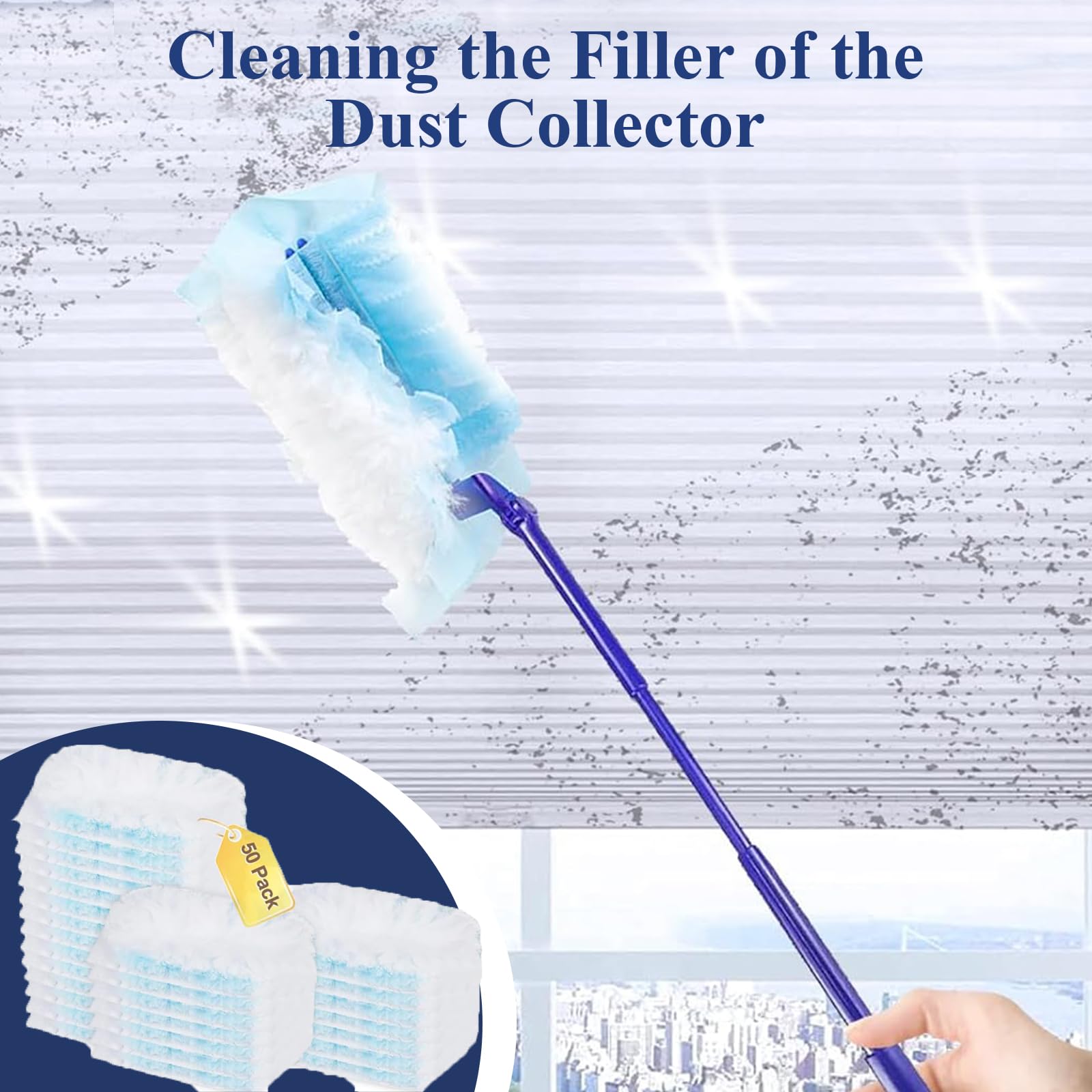 Roinaid 50 Stück für Swiffer Staubmagnet Nachfüllpack, für Swiffer Duster, mit 1 Handgriff